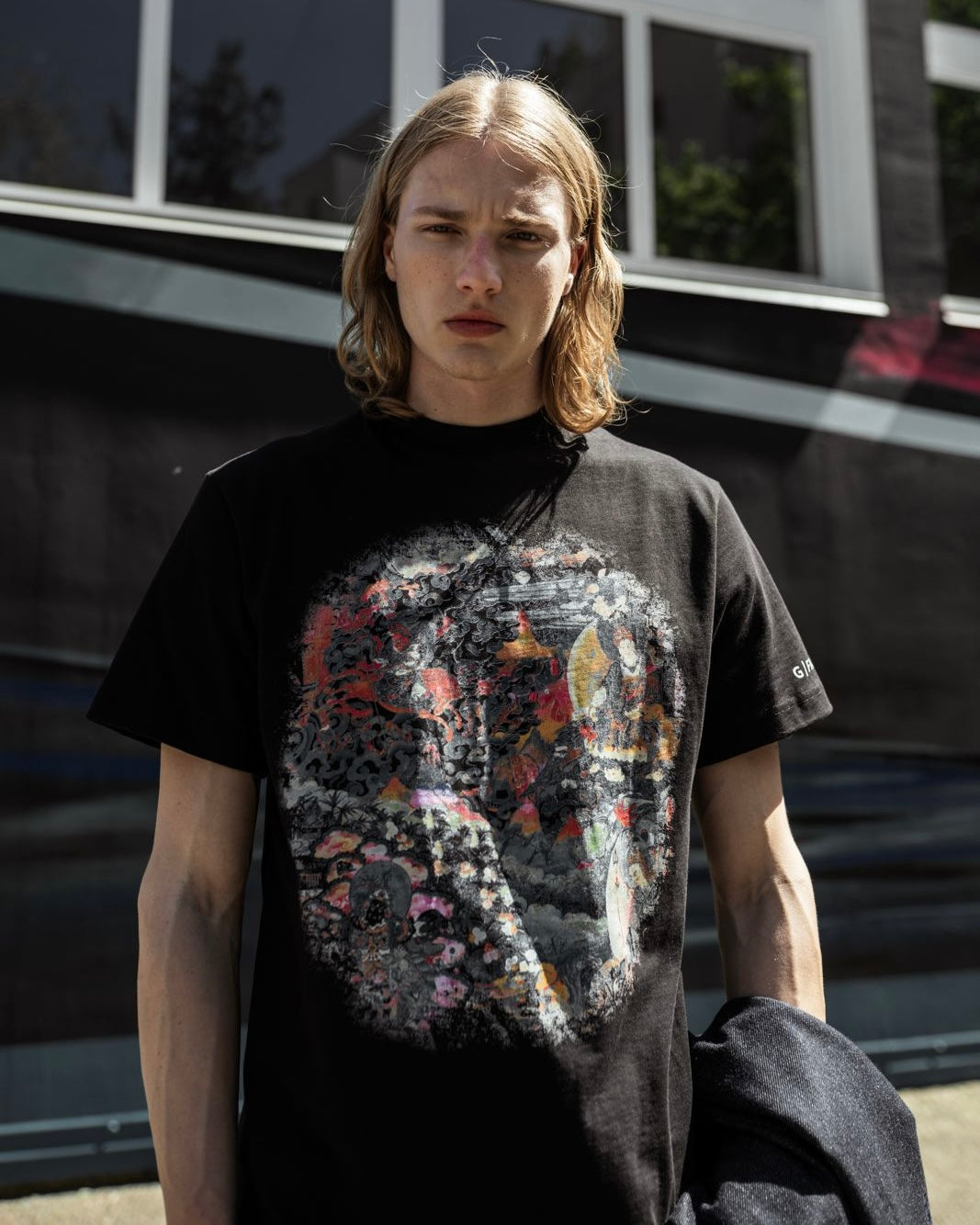 BLACK T-SHIRT WITH COLORFUL BUDDHA