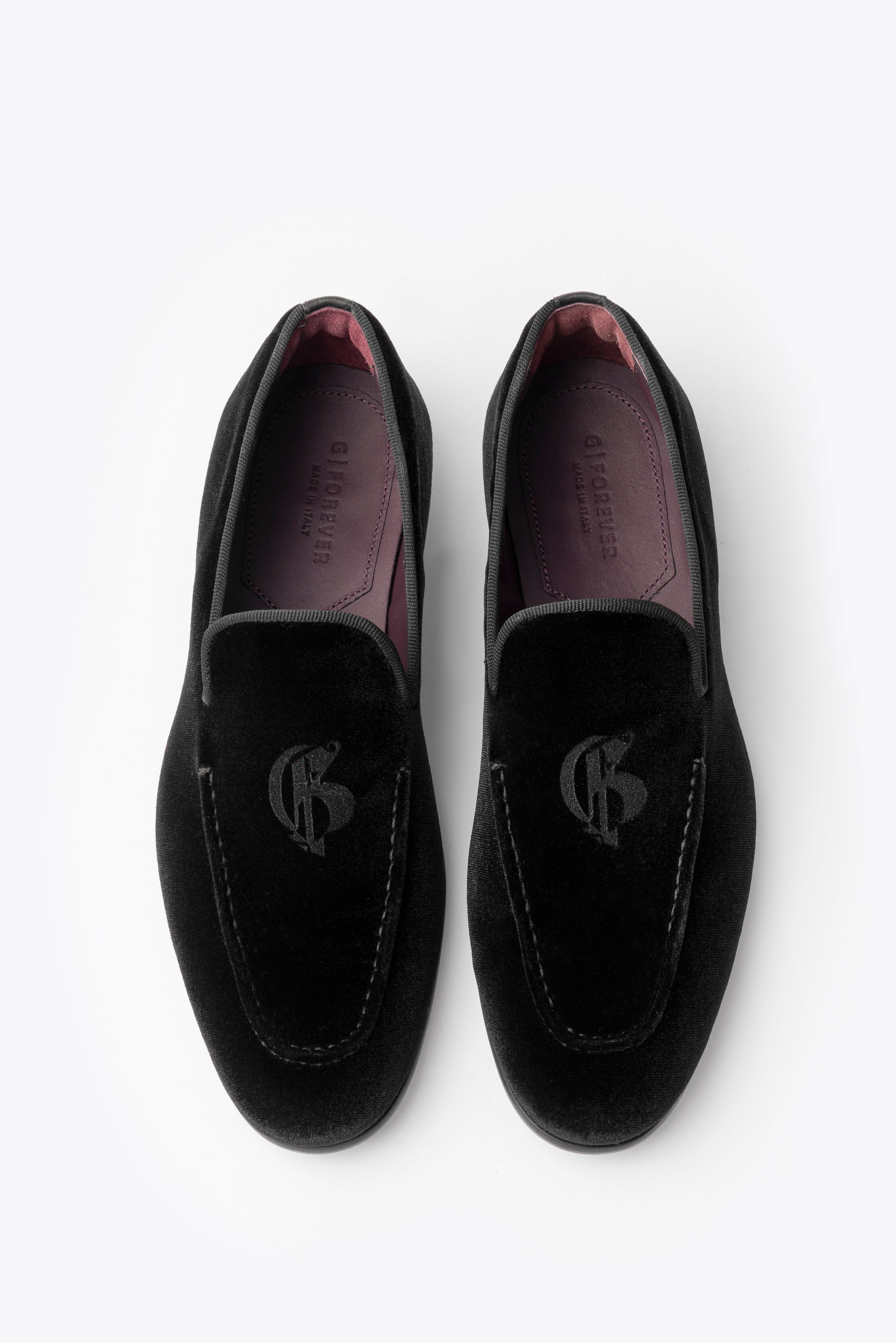 米兰款黑色丝绒带Logo乐福鞋 