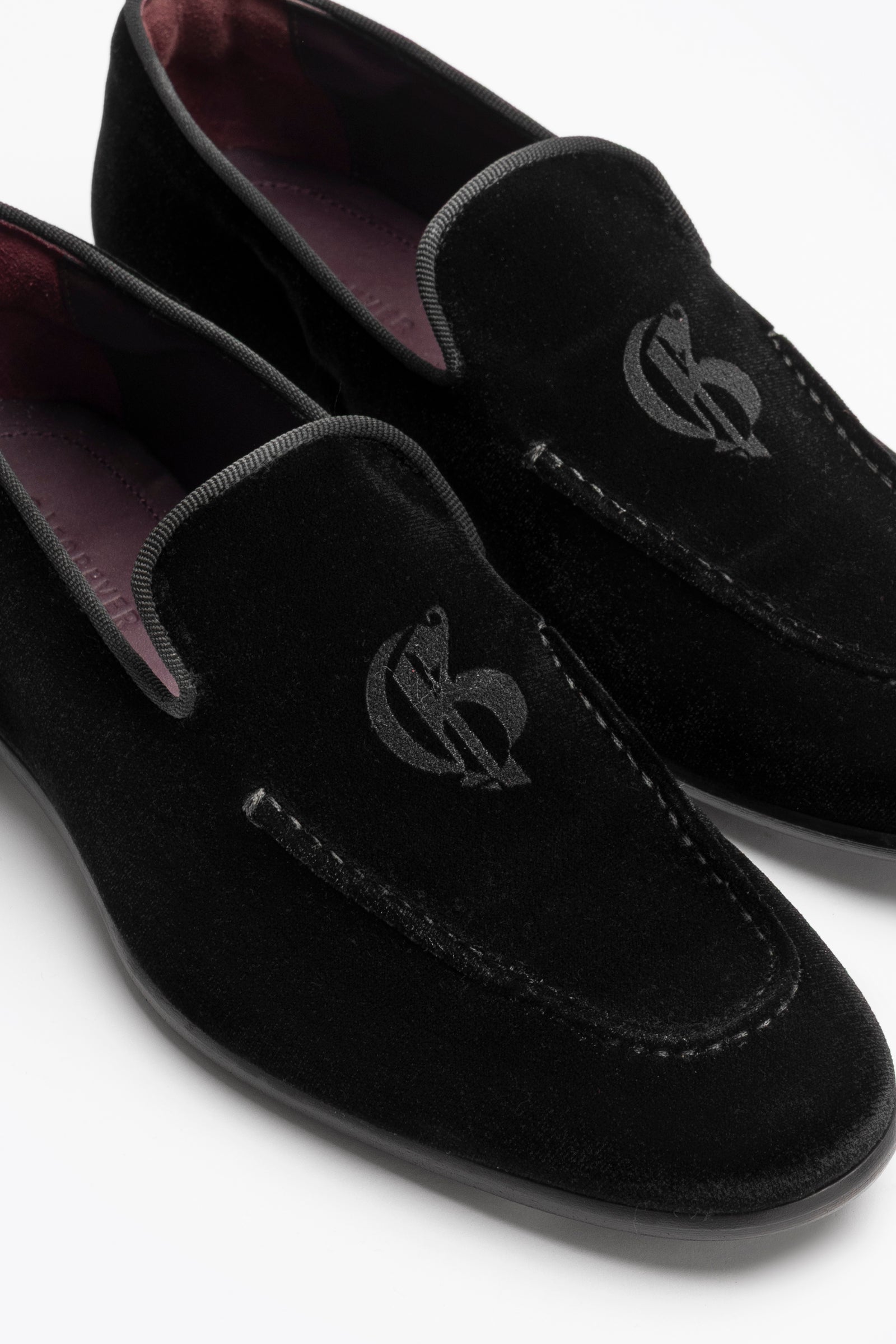 米兰款黑色丝绒带Logo乐福鞋 