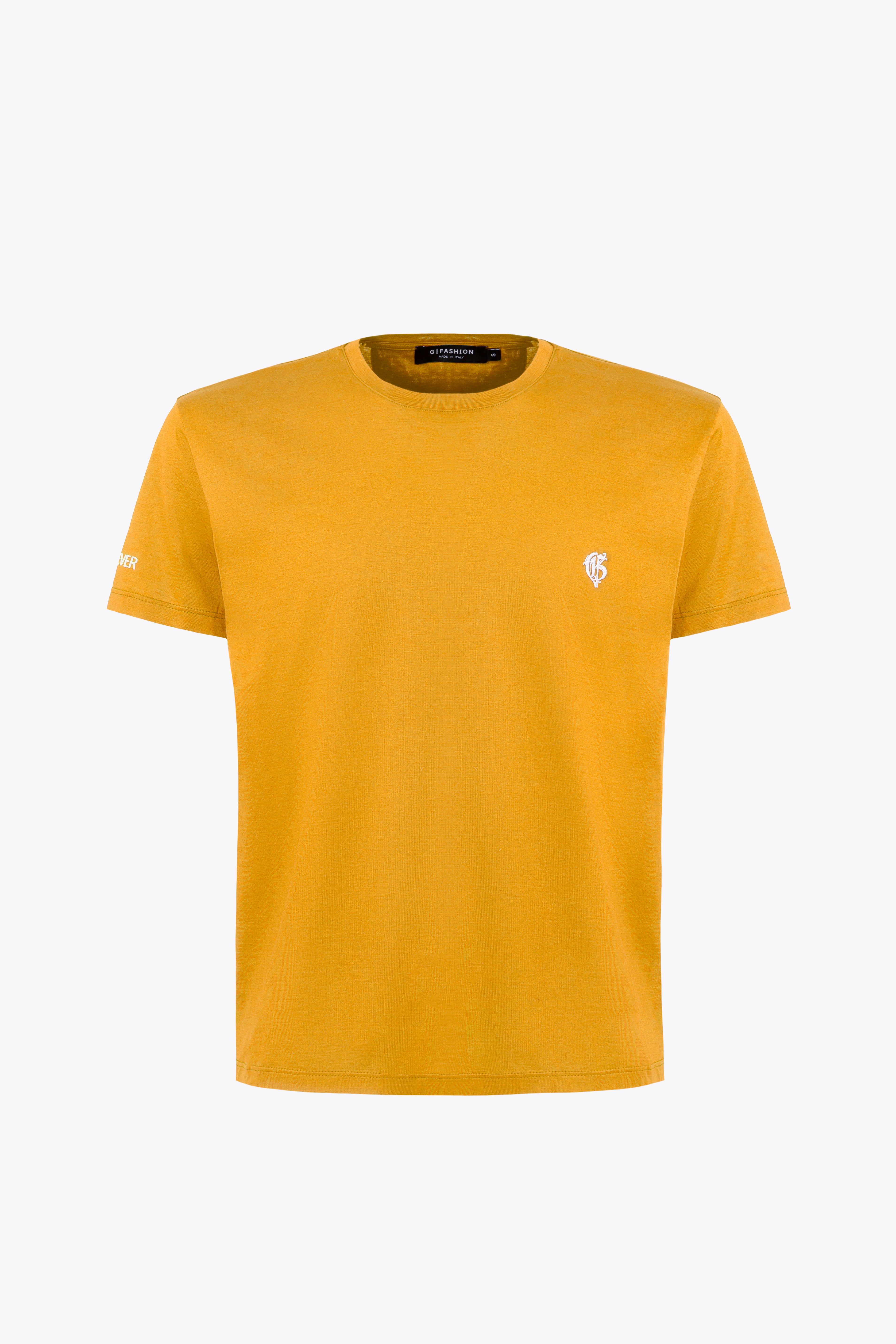 芥黄色宽松Logo T恤 