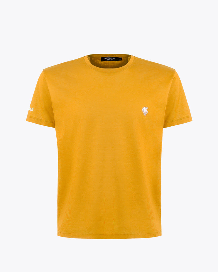 芥黄色宽松Logo T恤 