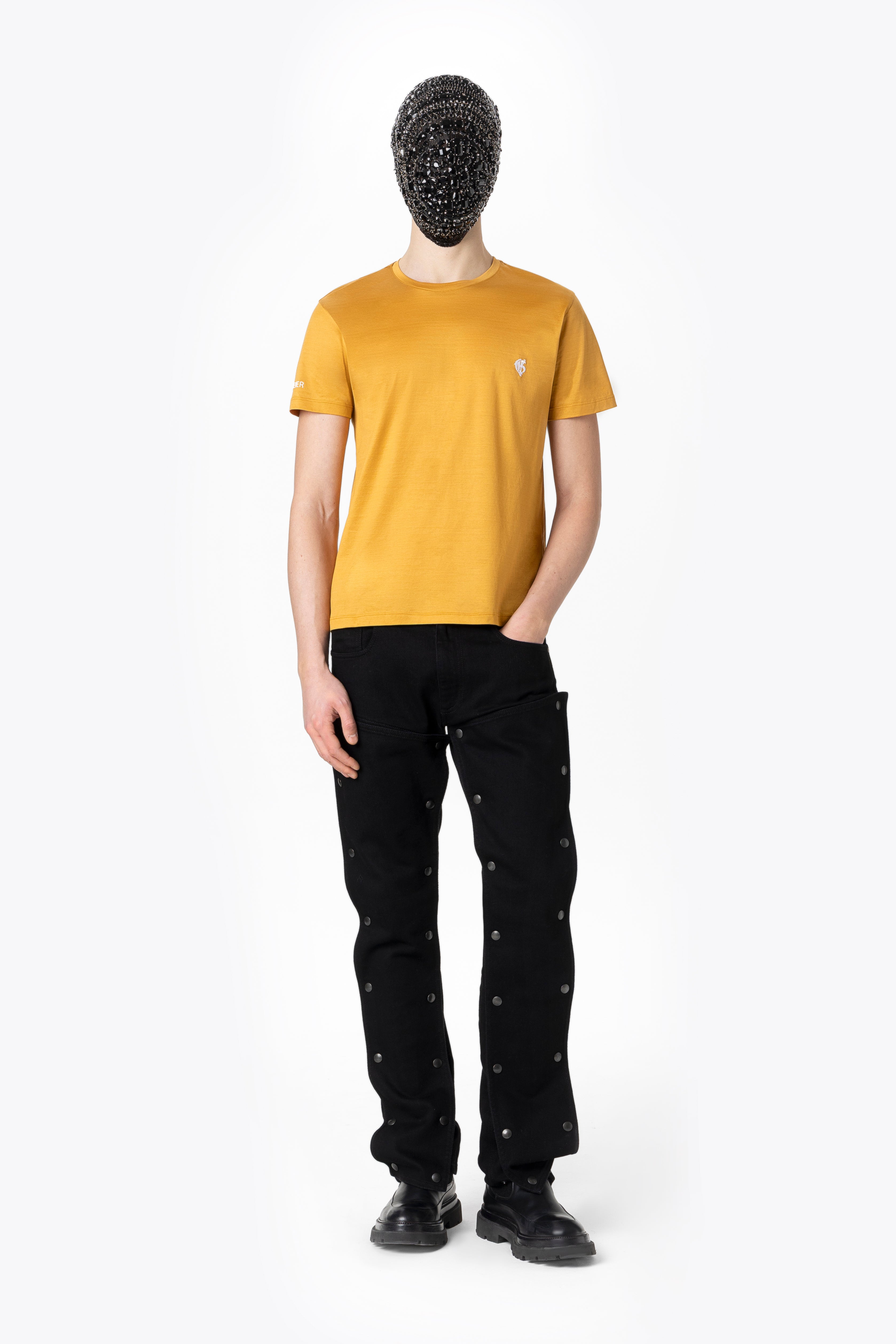 芥黄色宽松Logo T恤 