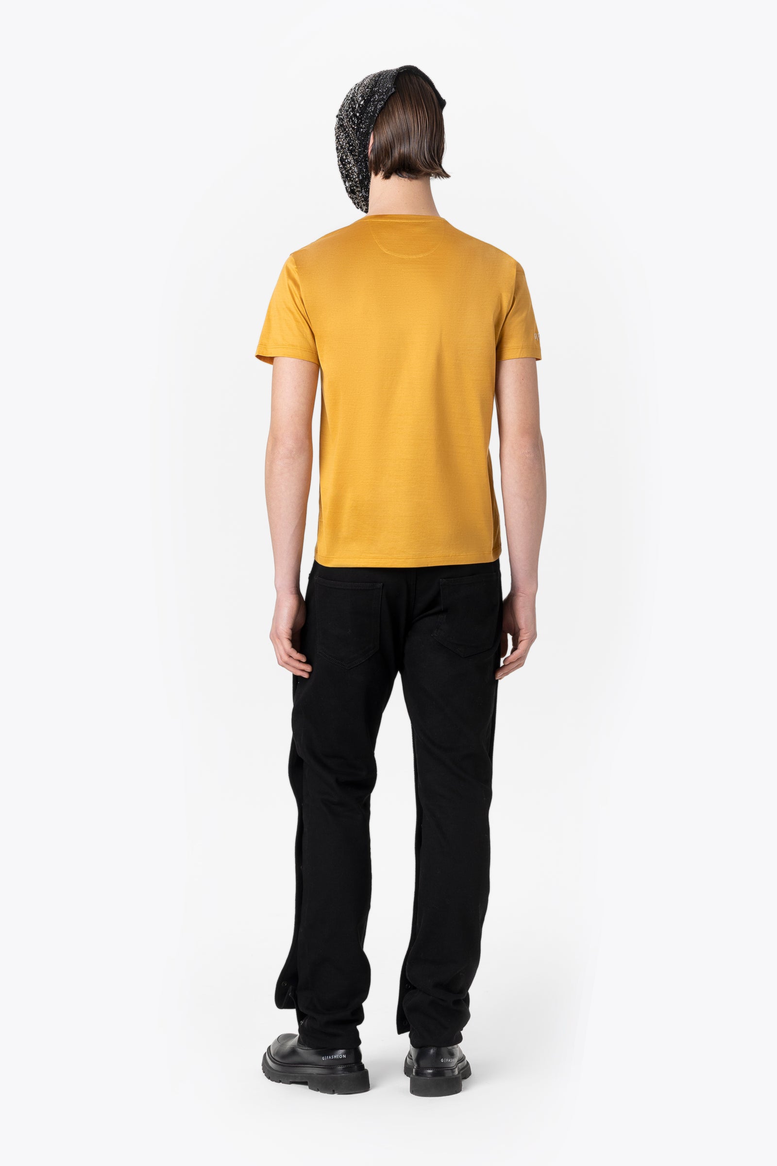 芥黄色宽松Logo T恤 