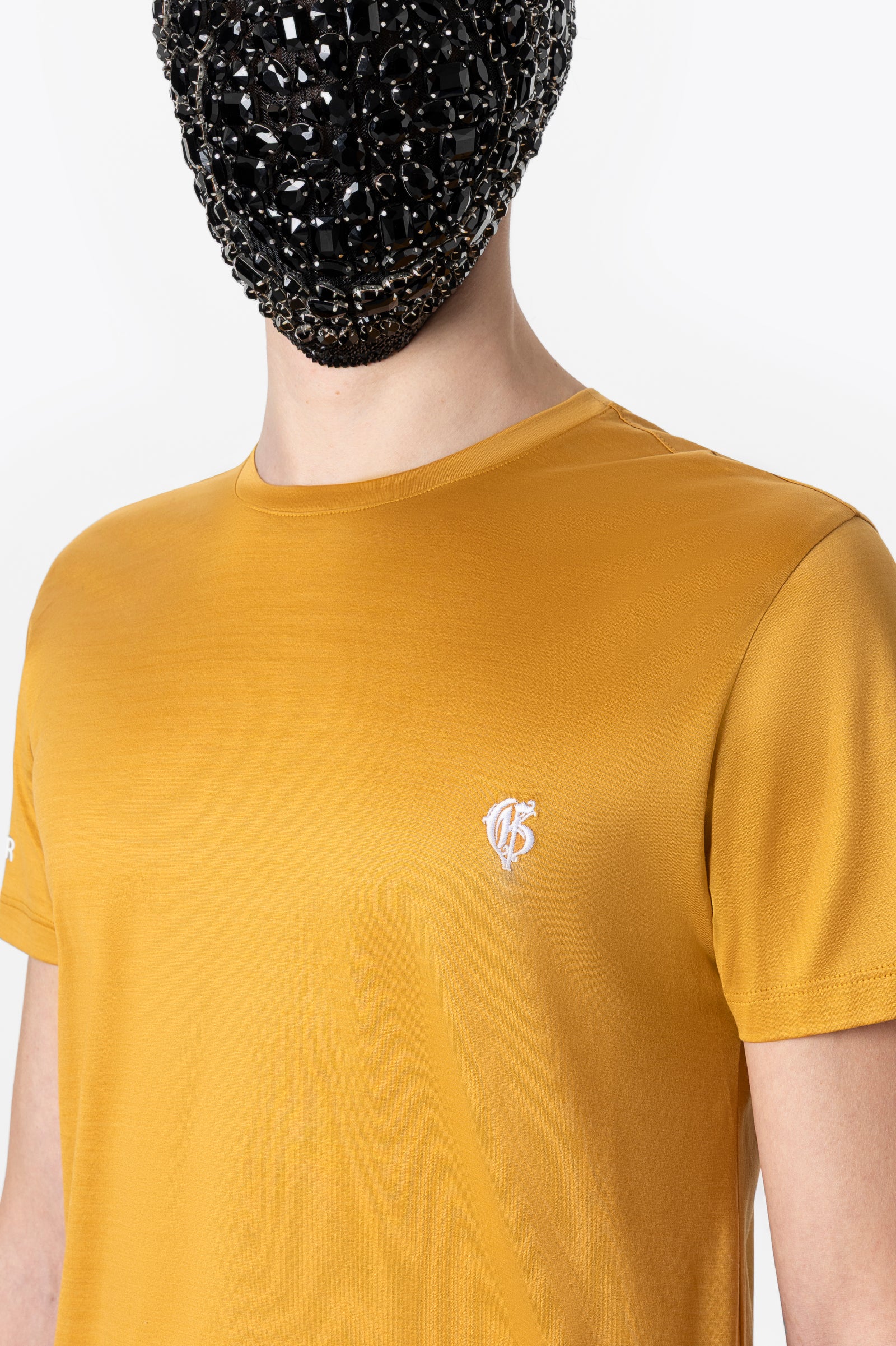 芥黄色宽松Logo T恤 