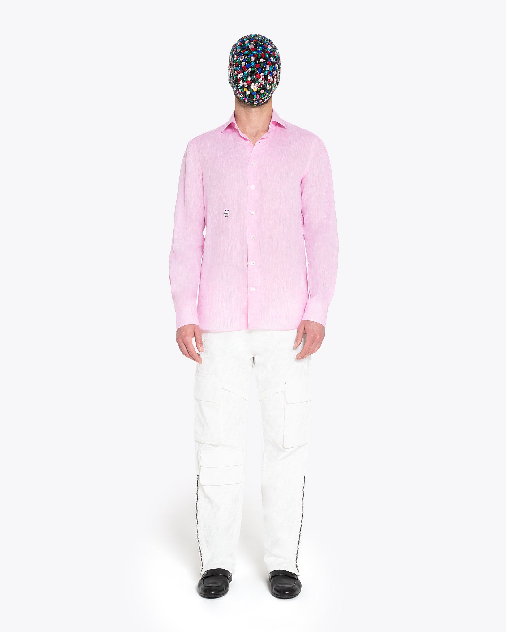 Pink Linen Shirt with Snow Logo
