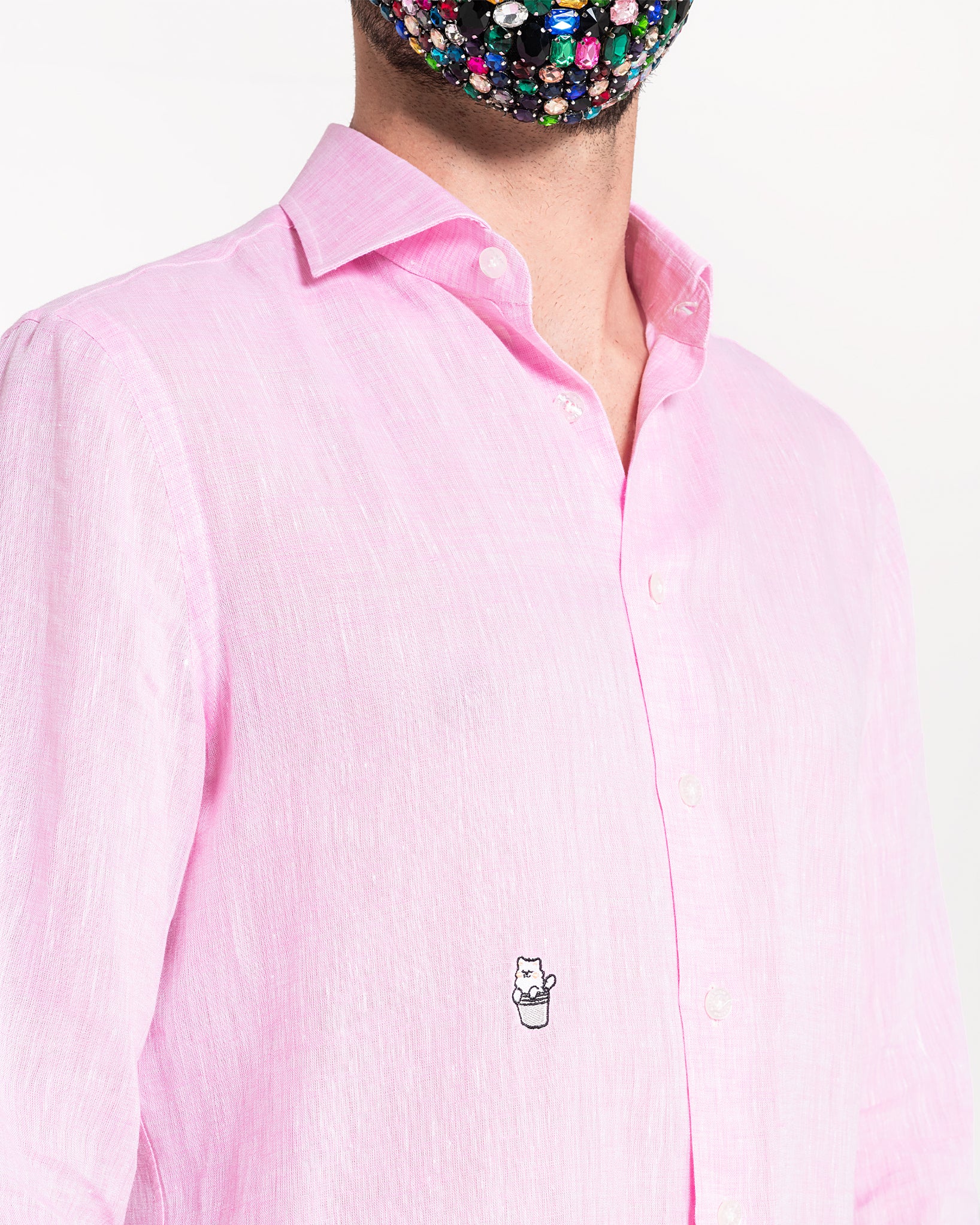 Pink Linen Shirt with Snow Logo