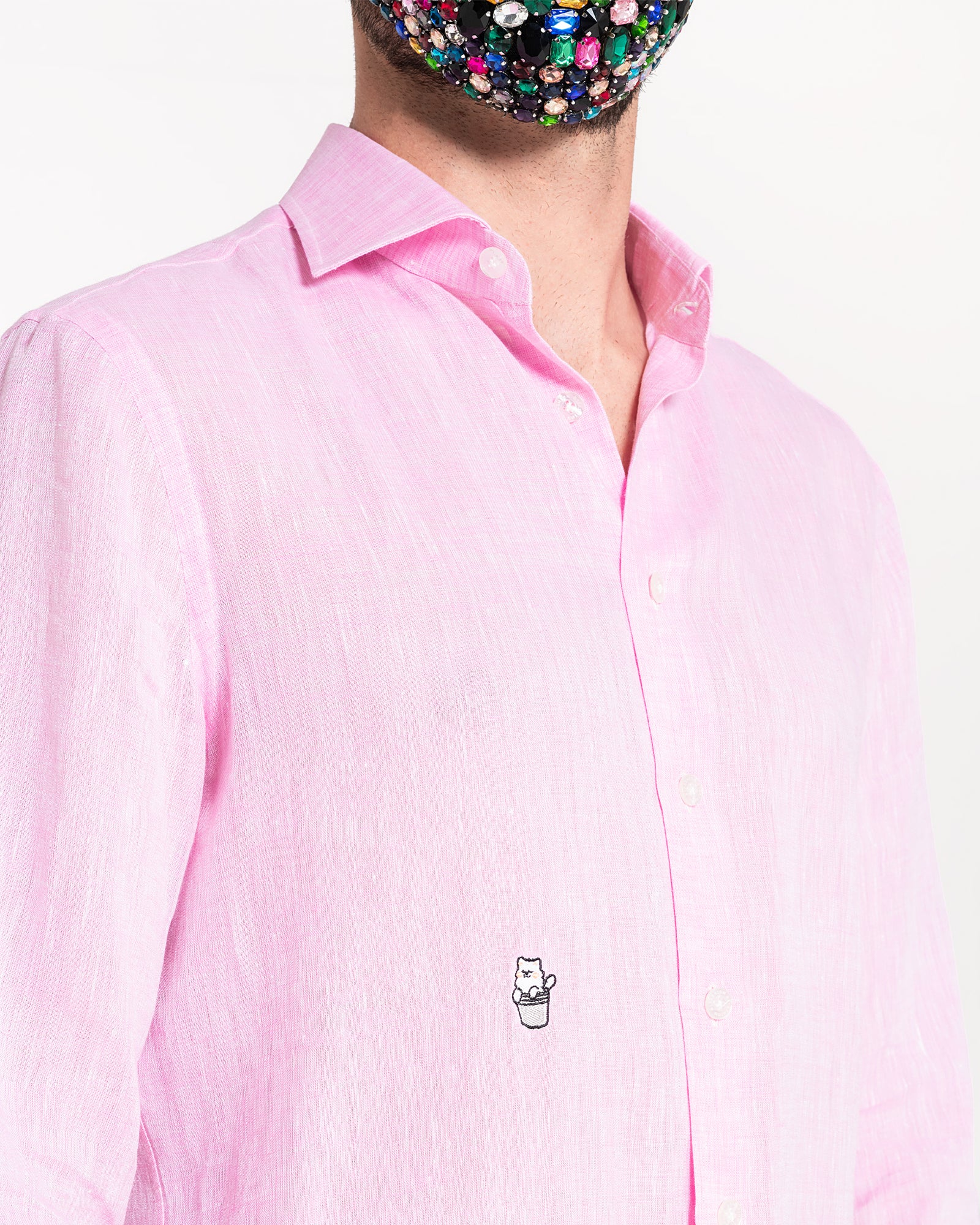 Pink Linen Shirt with Snow Logo