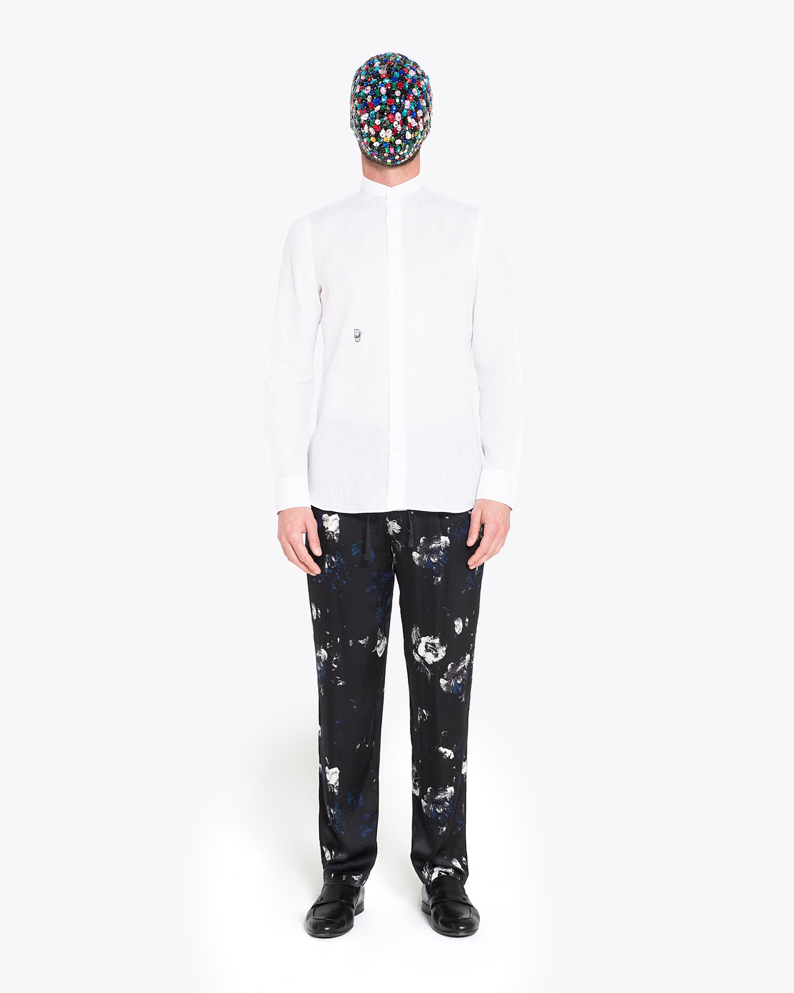 White Linen Shirt with Snow Logo