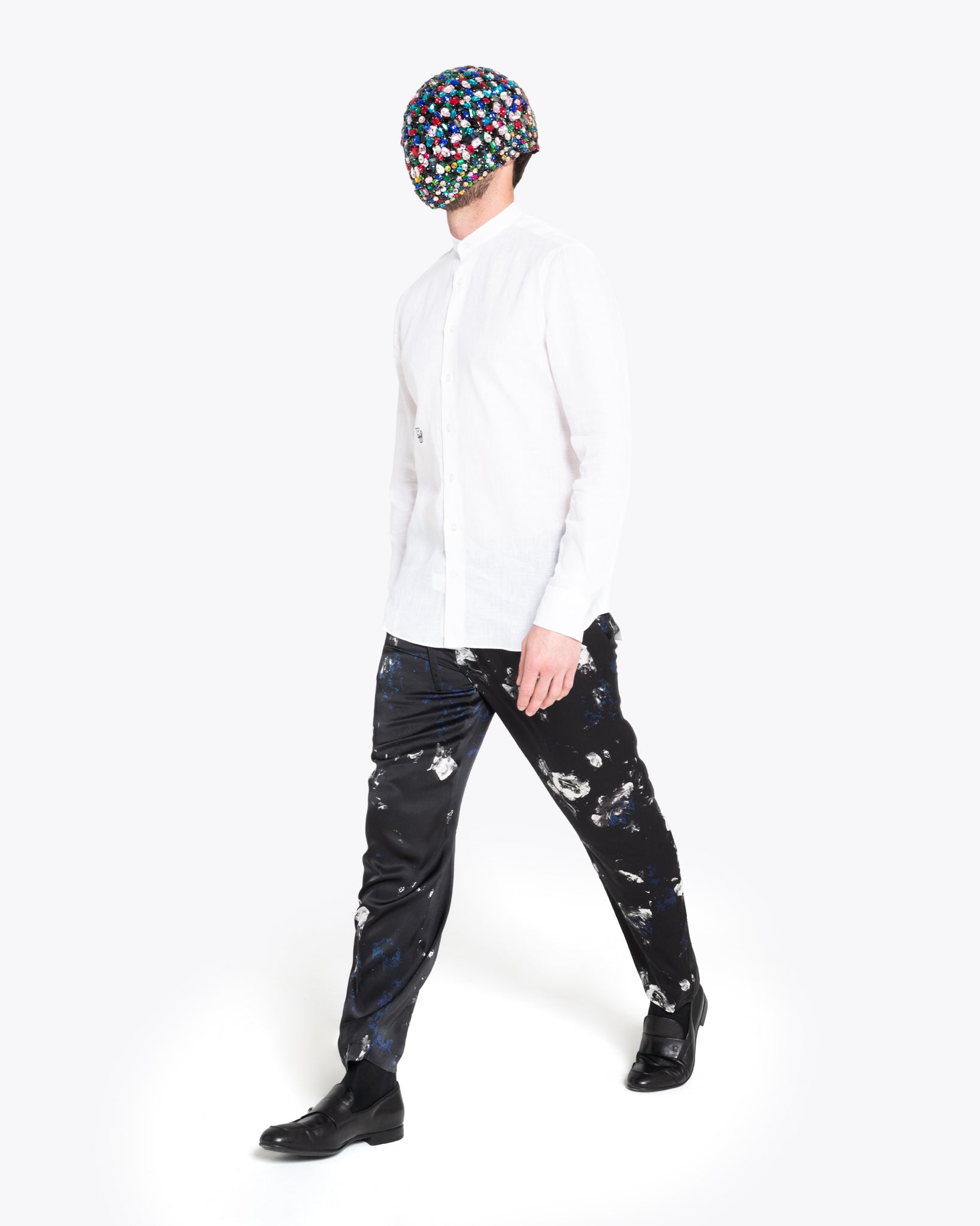 White Linen Shirt with Snow Logo