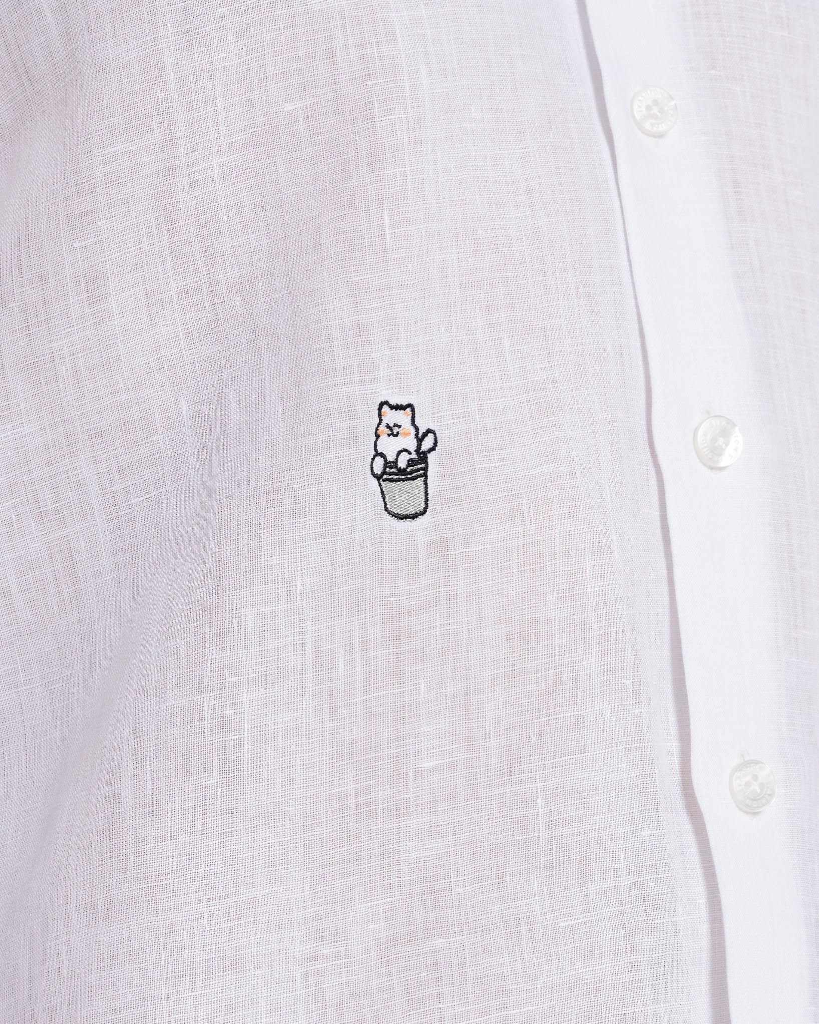 White Linen Shirt with Snow Logo