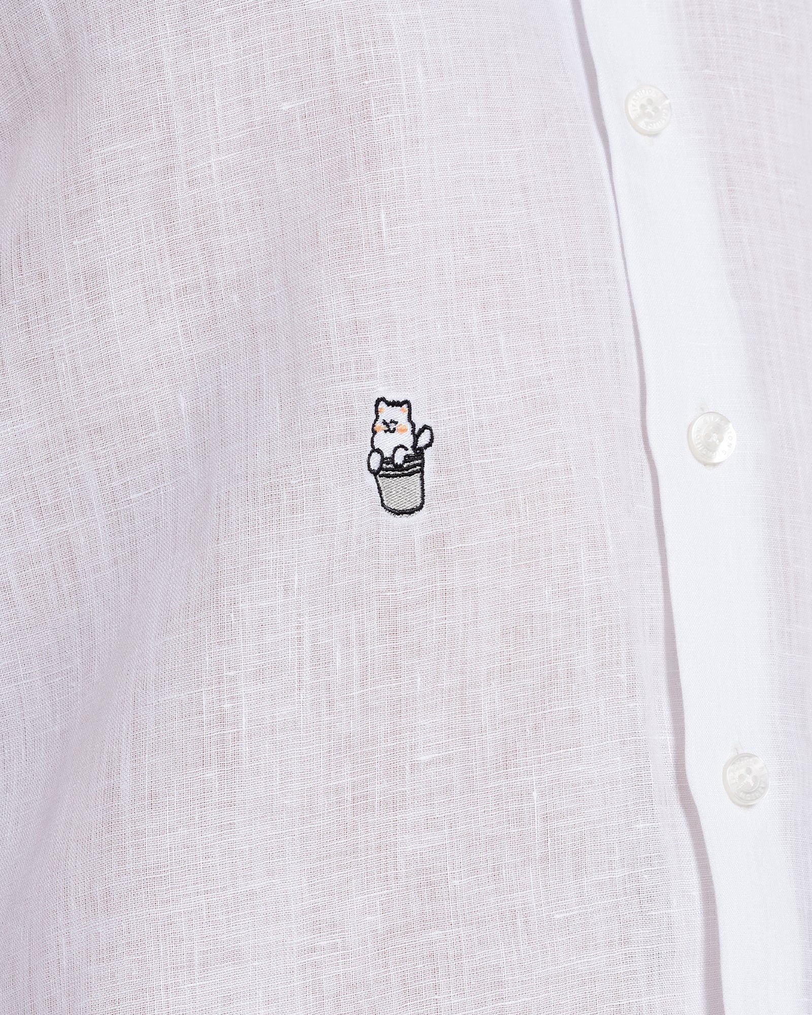 White Linen Shirt with Snow Logo