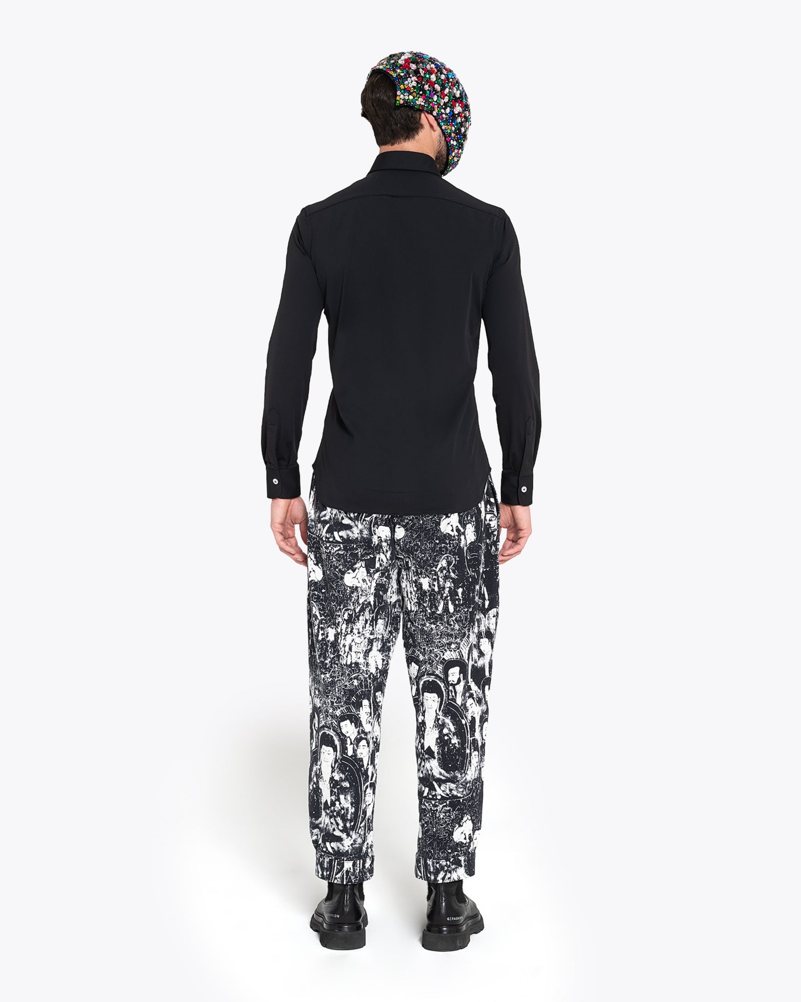 Black Stretch Shirt with French Collar
