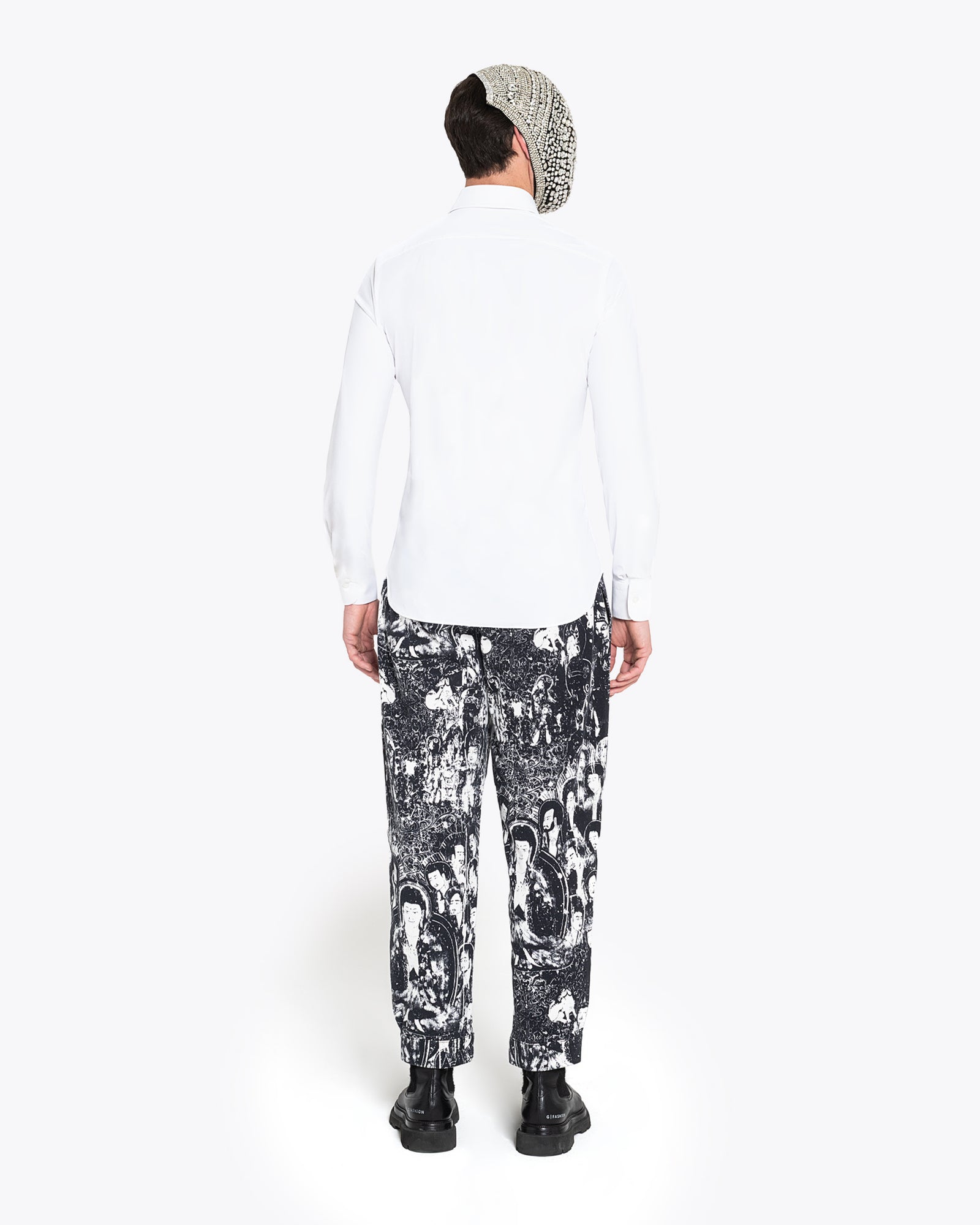 White Stretch Shirt with French Collar