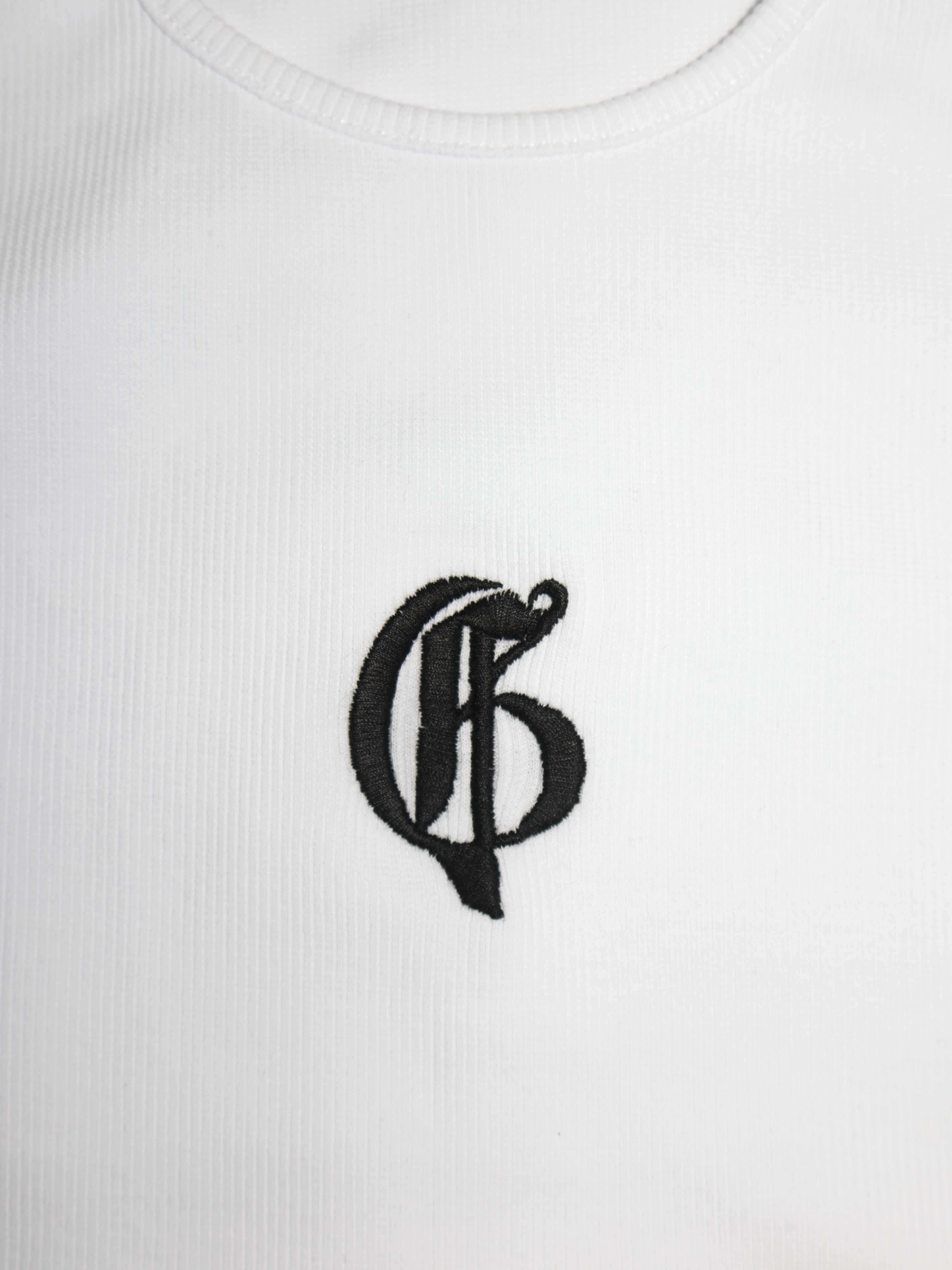 White Ribbed Tank-top with logo