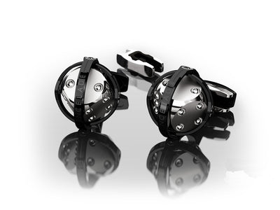 CUFFLINKS DICE BLACK & STEEL