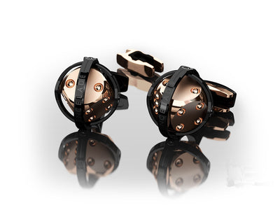 CUFFLINKS DICE BLACK & RED GOLD