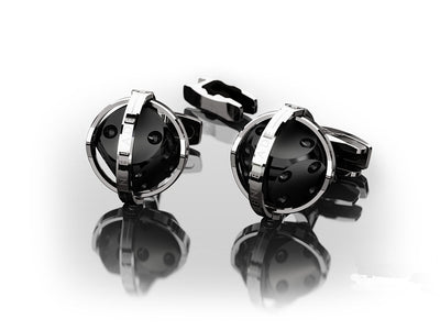 CUFFLINKS DICE STEEL & BLACK