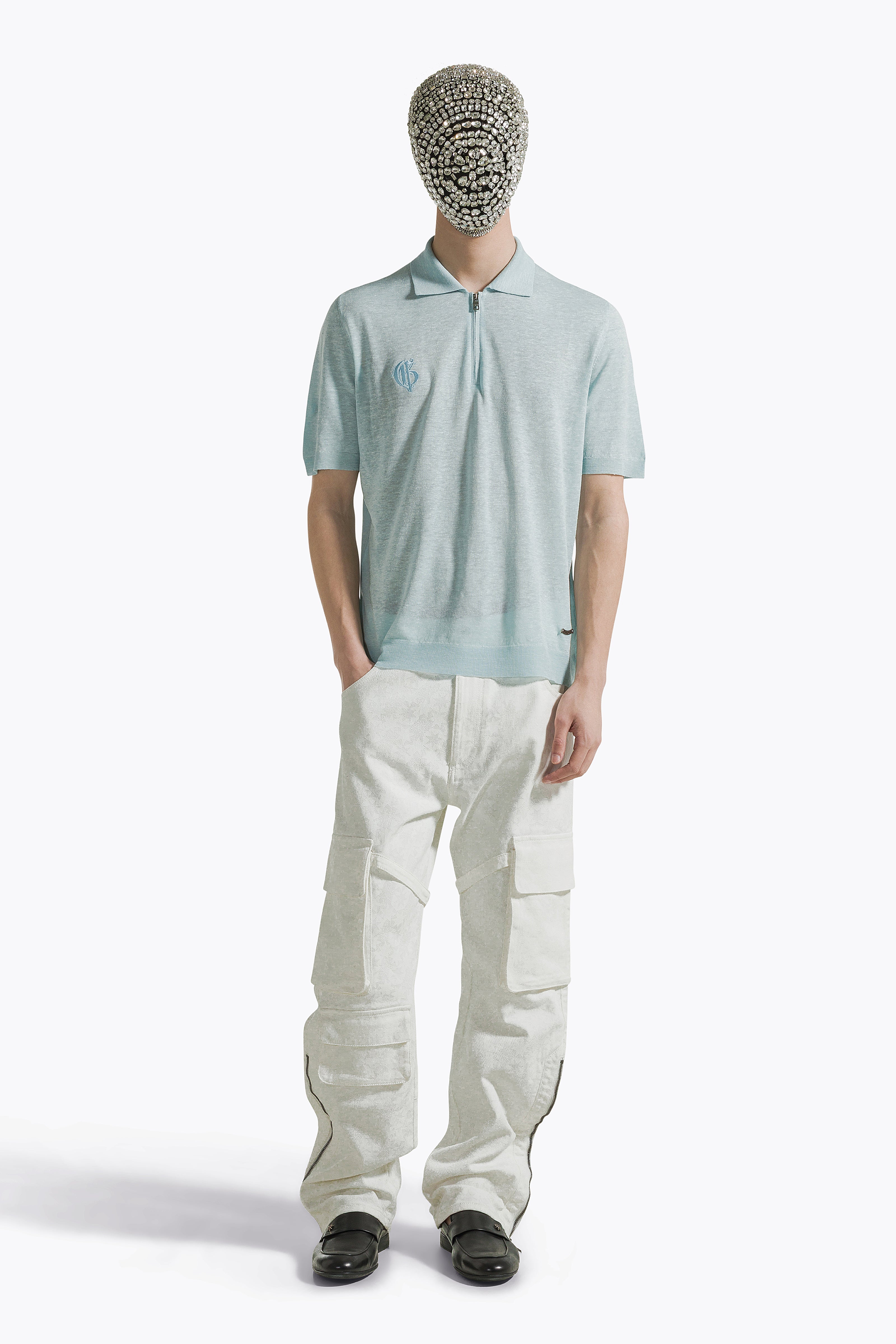 Pastel Blue Polo with Zip