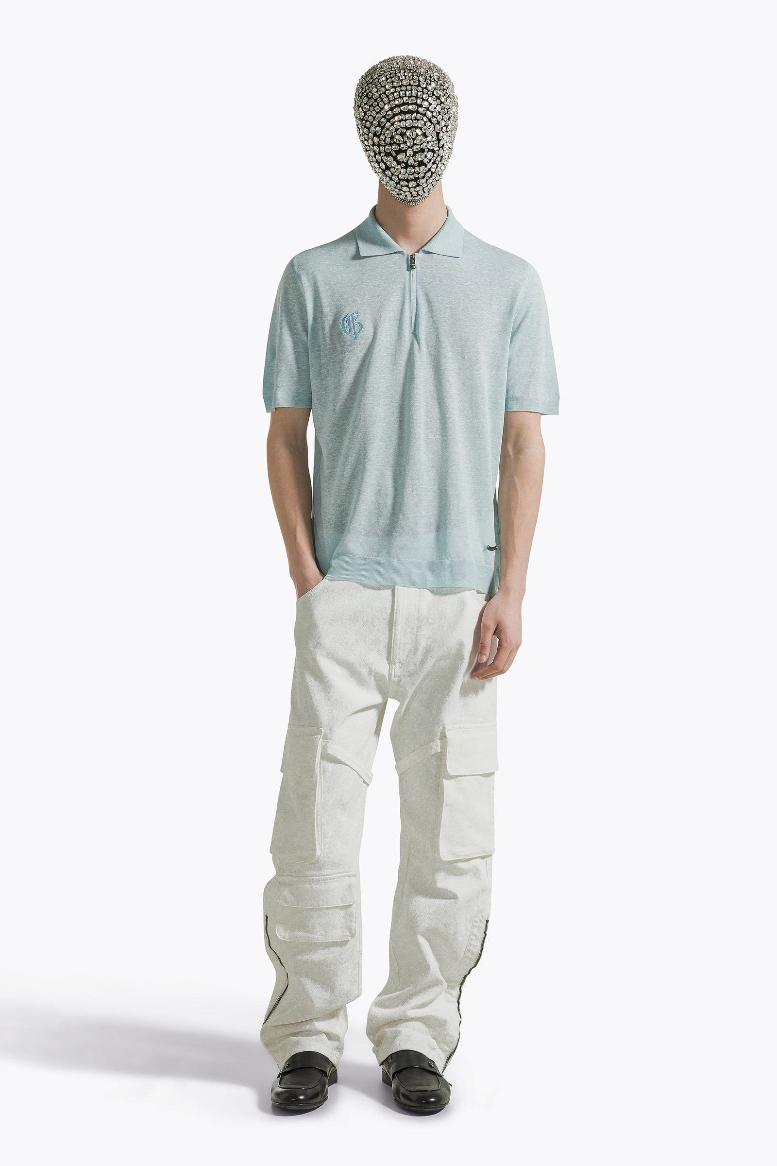 Pastel Blue Polo with Zip