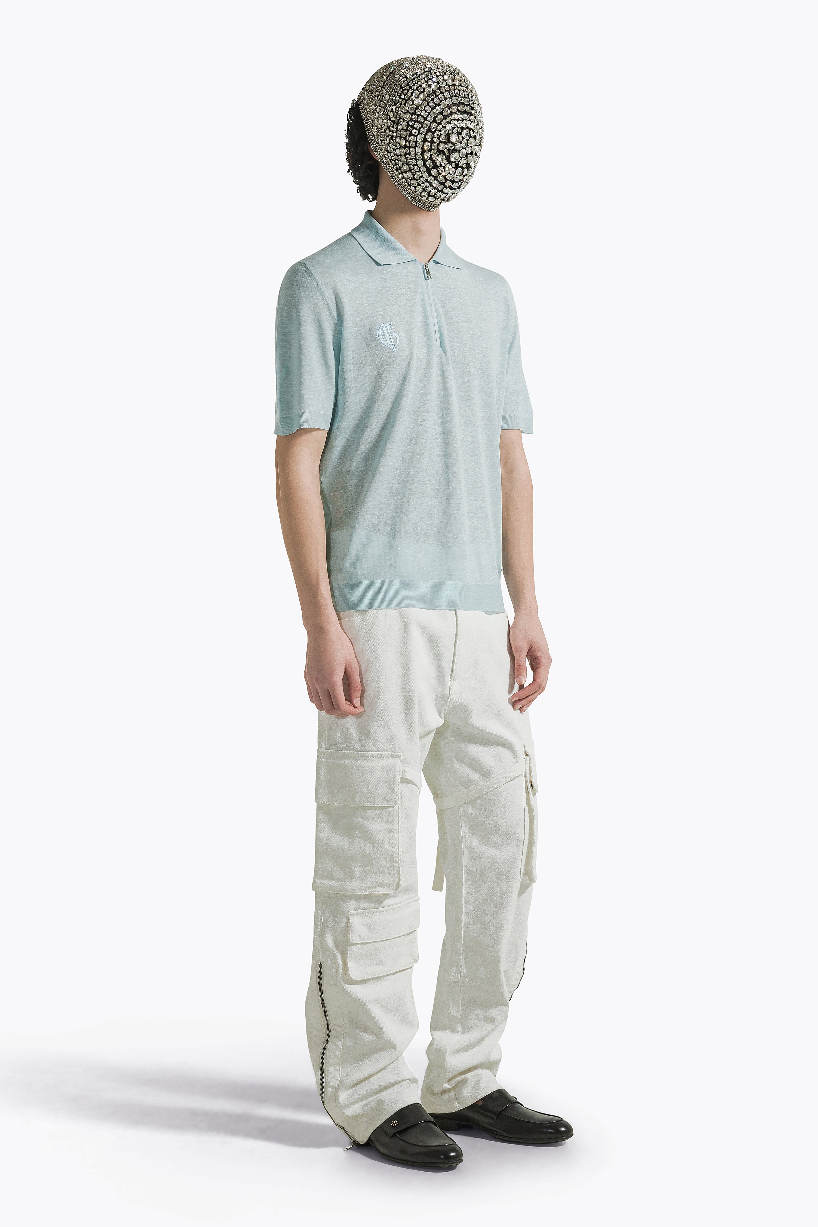 Pastel Blue Polo with Zip