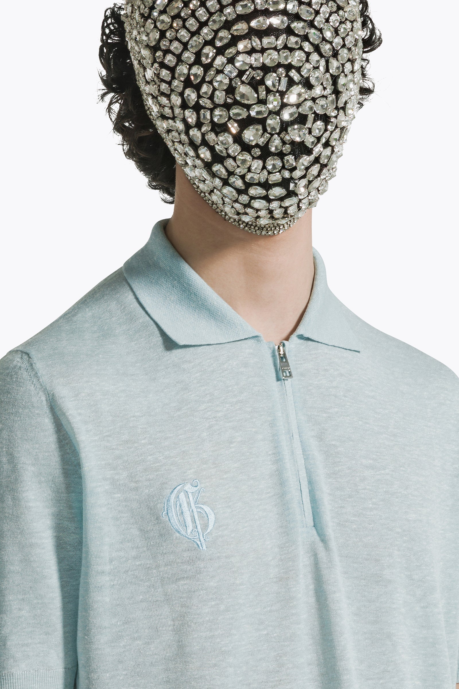 Pastel Blue Polo with Zip