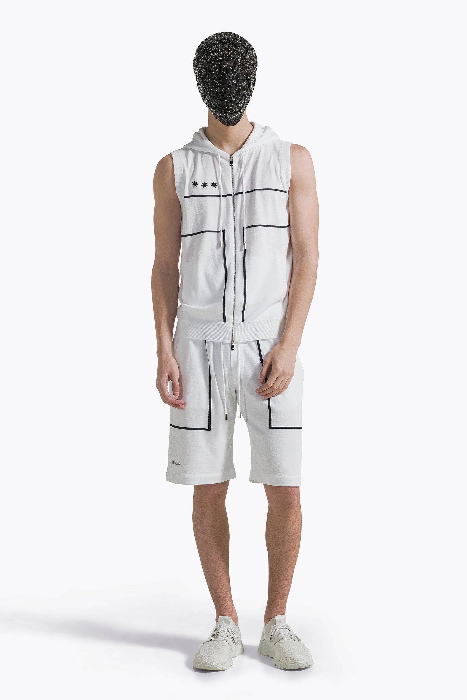 White Stripes Bermuda Shorts