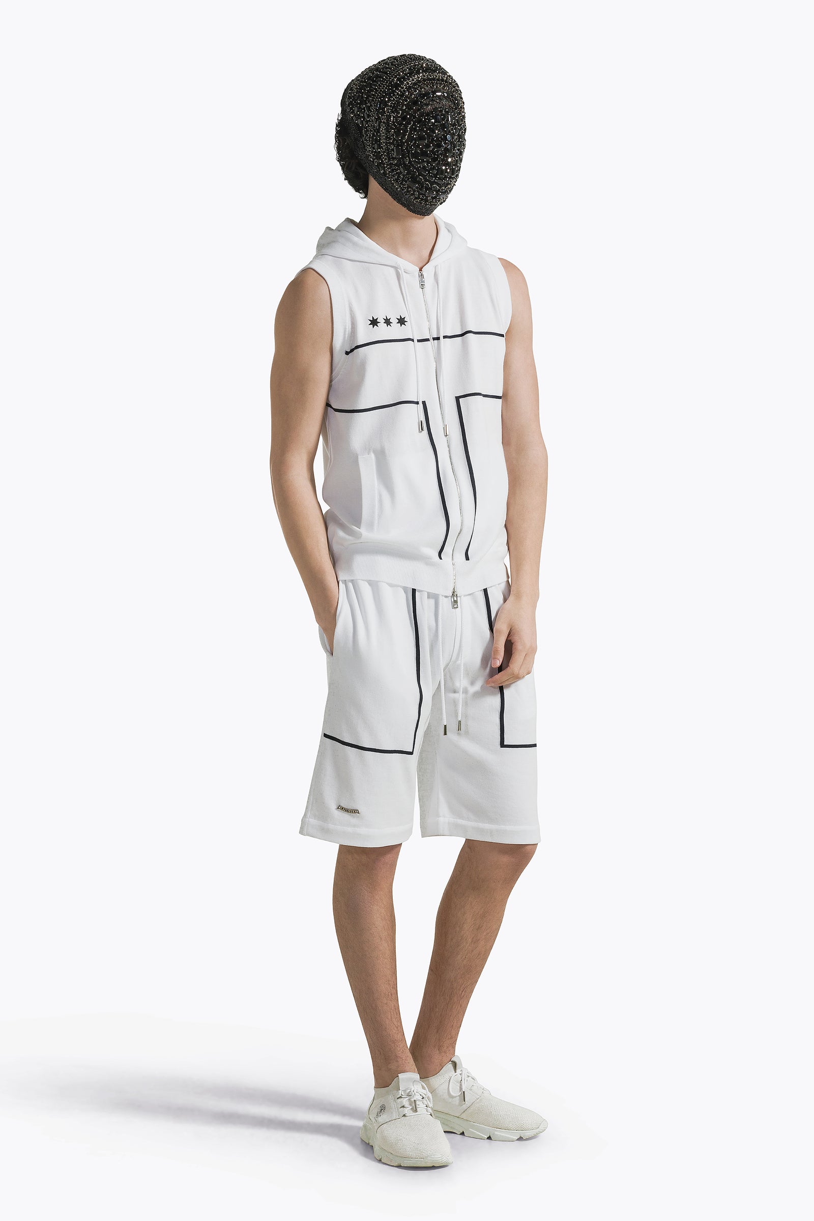 White Stripes Bermuda Shorts