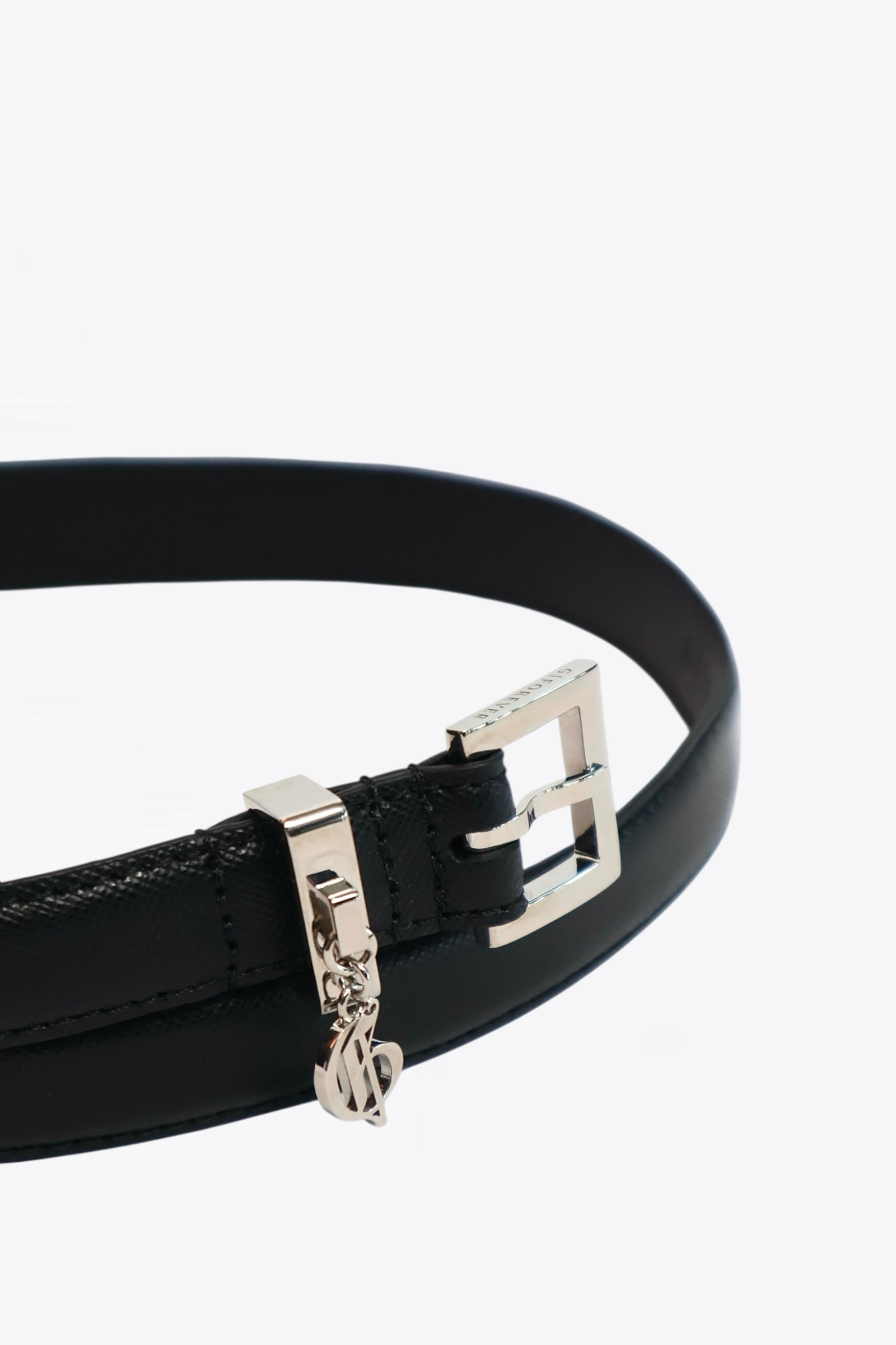 英雄 Saffiano 银色标志皮带