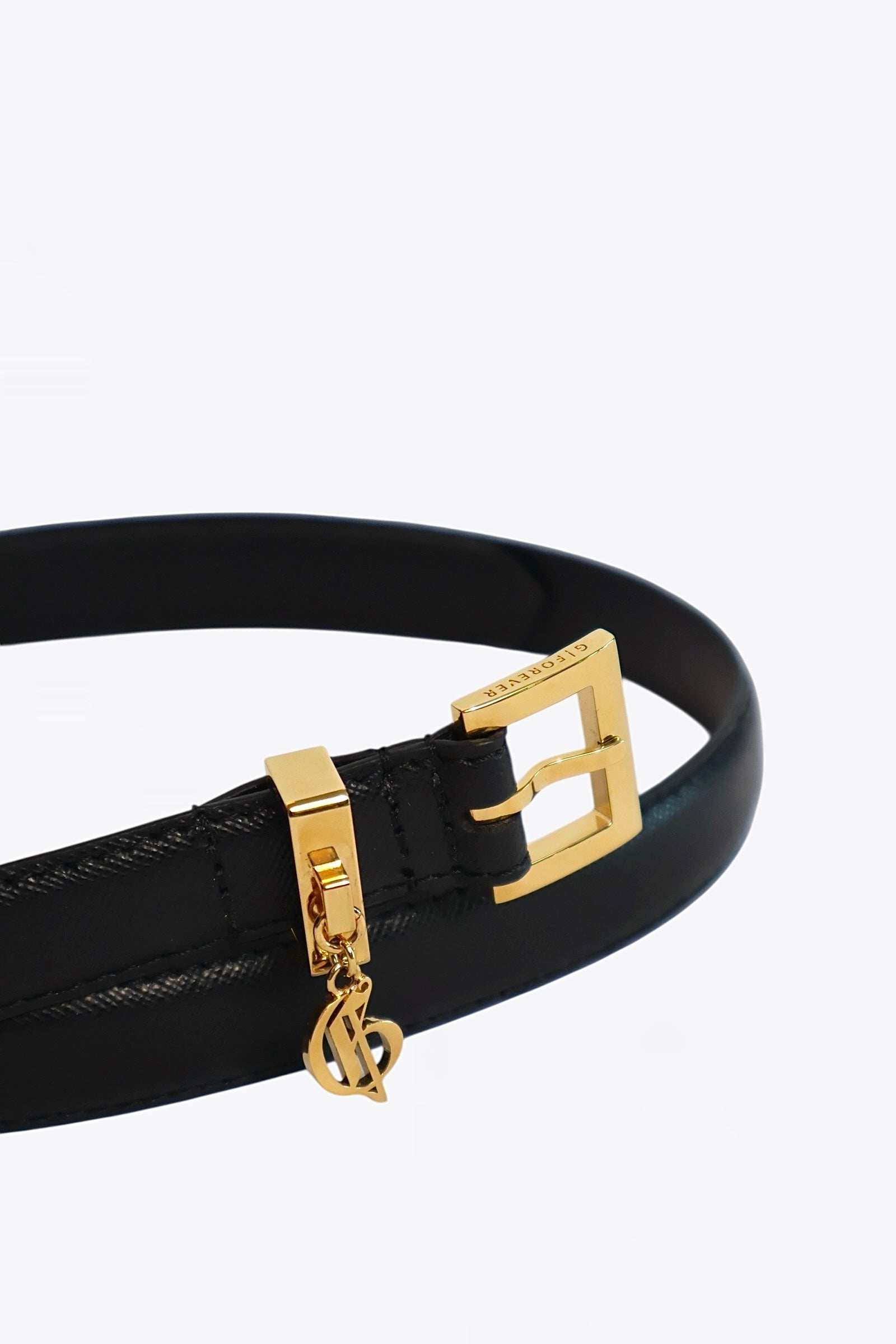 Heroes Saffiano Belt with Golden Logo