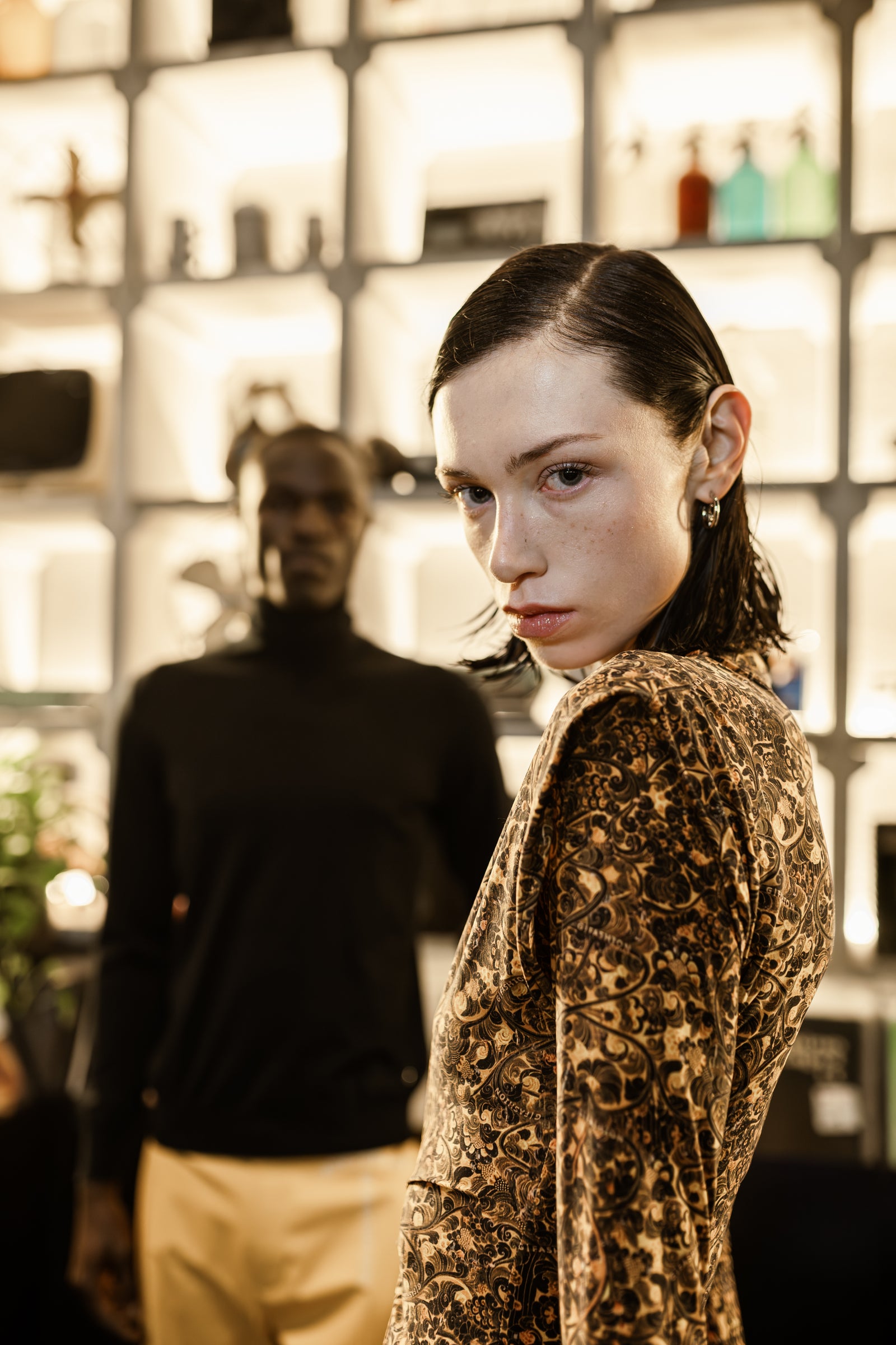 YELLOW SPIRAL MIDI DRESS