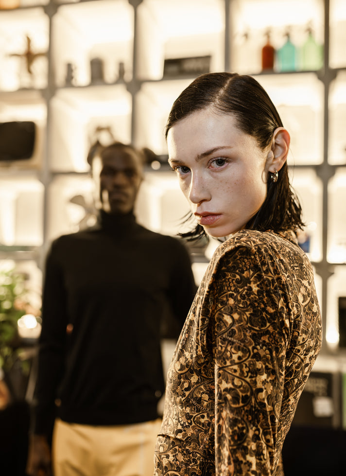 YELLOW SPIRAL MIDI DRESS