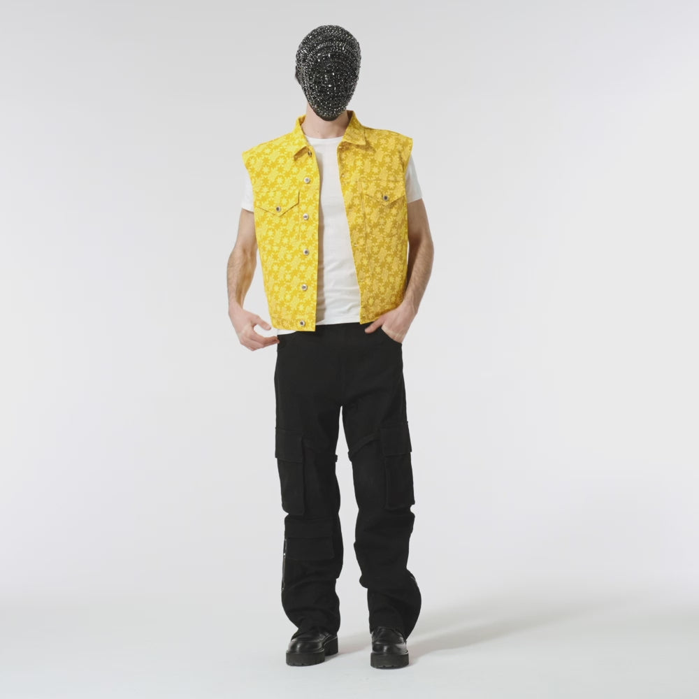 ARCHIVE YELLOW DENIM SLEEVELESS JACKET