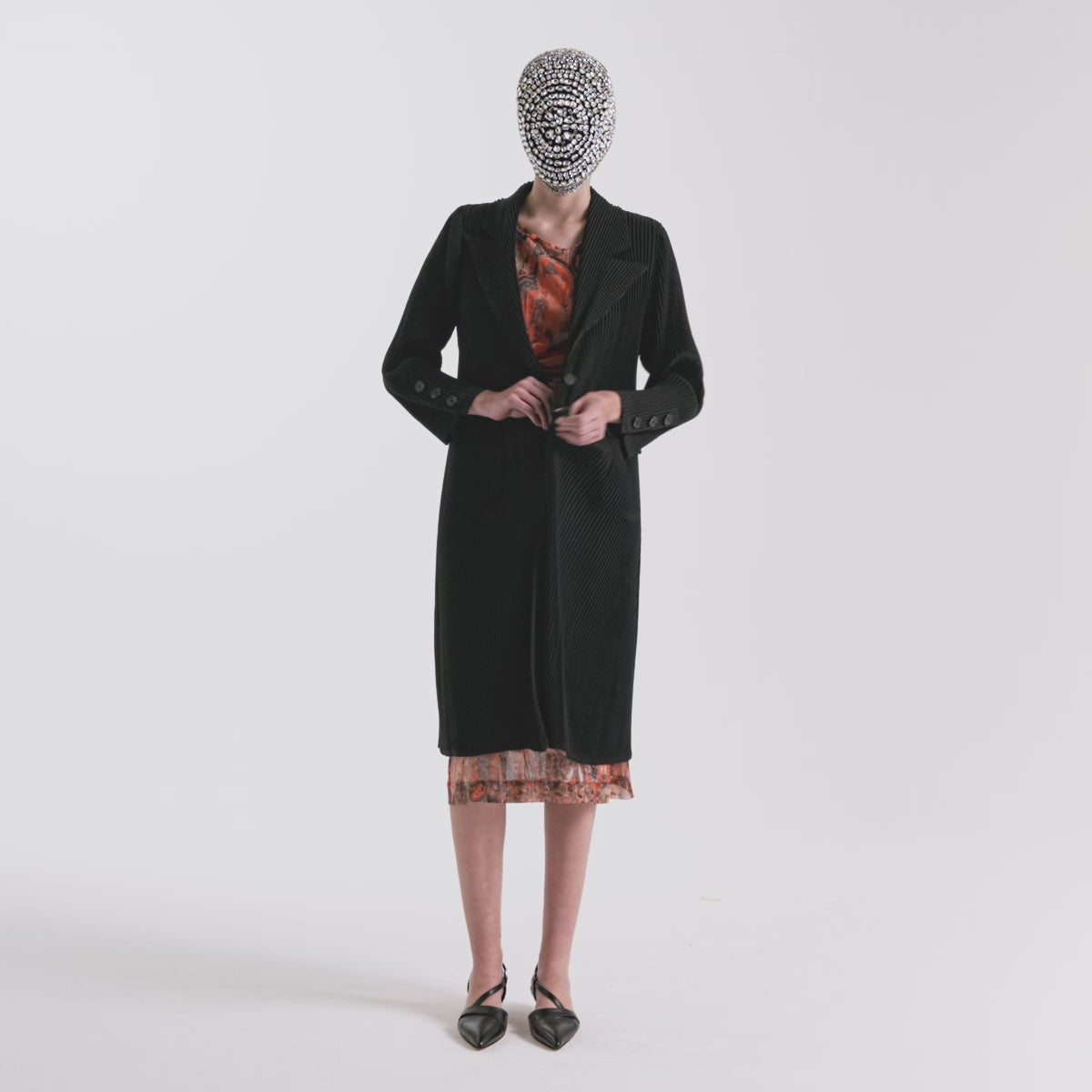 EvoFlow Black Trench Coat with Buttons