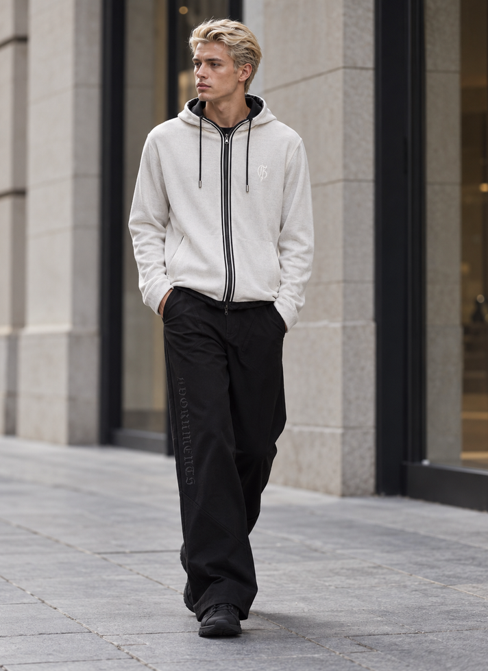 White Cashmere-Silk Reversible Shield Jacket