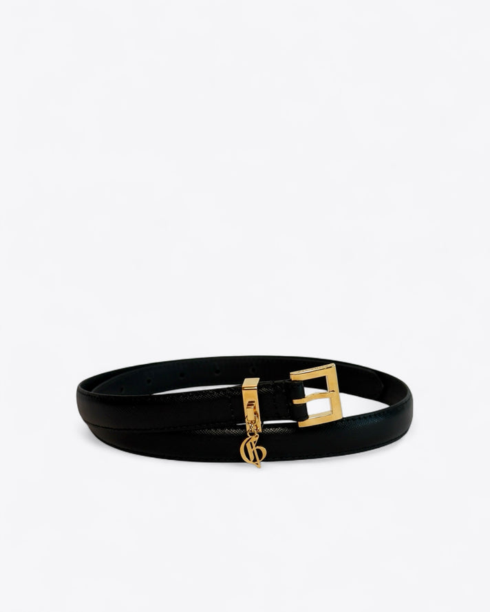 Heroes Saffiano Belt with Golden Logo