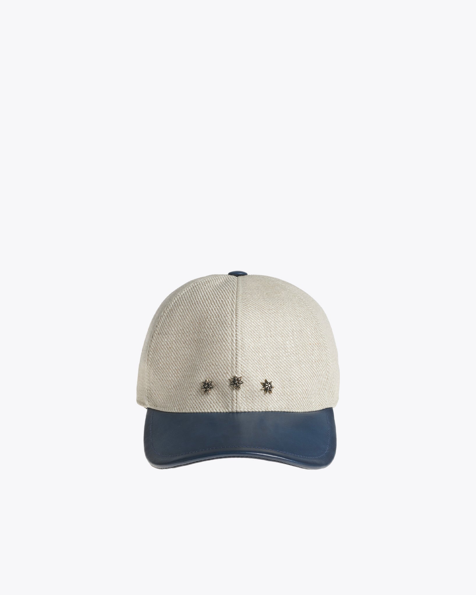 Star Baseball Cap in Calf Leather and Canvas