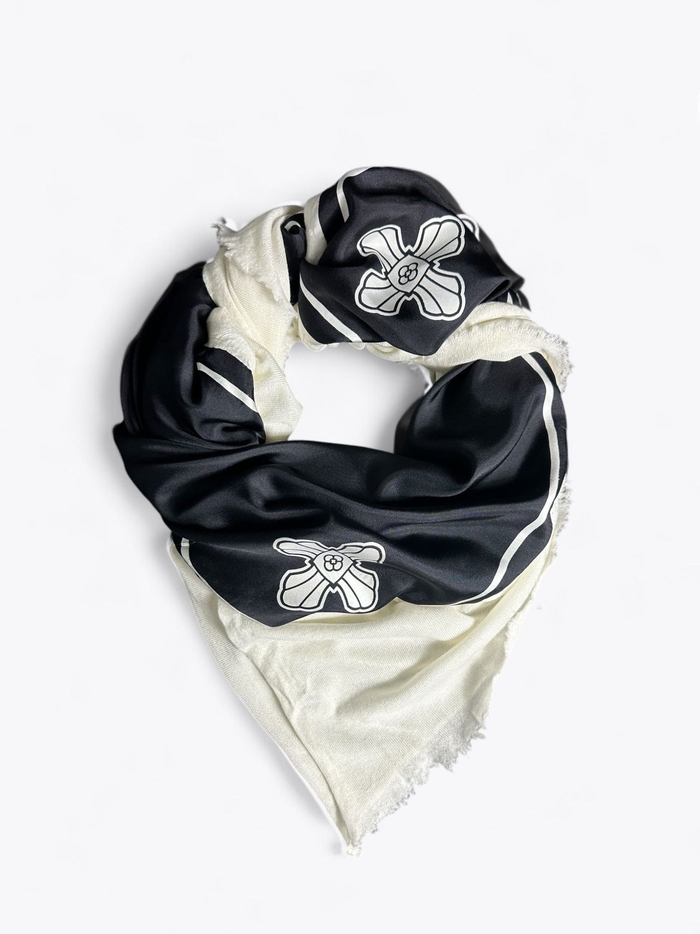 White patchwork silk scarf