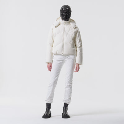 WHITE CASHMERE PADDED PARKA