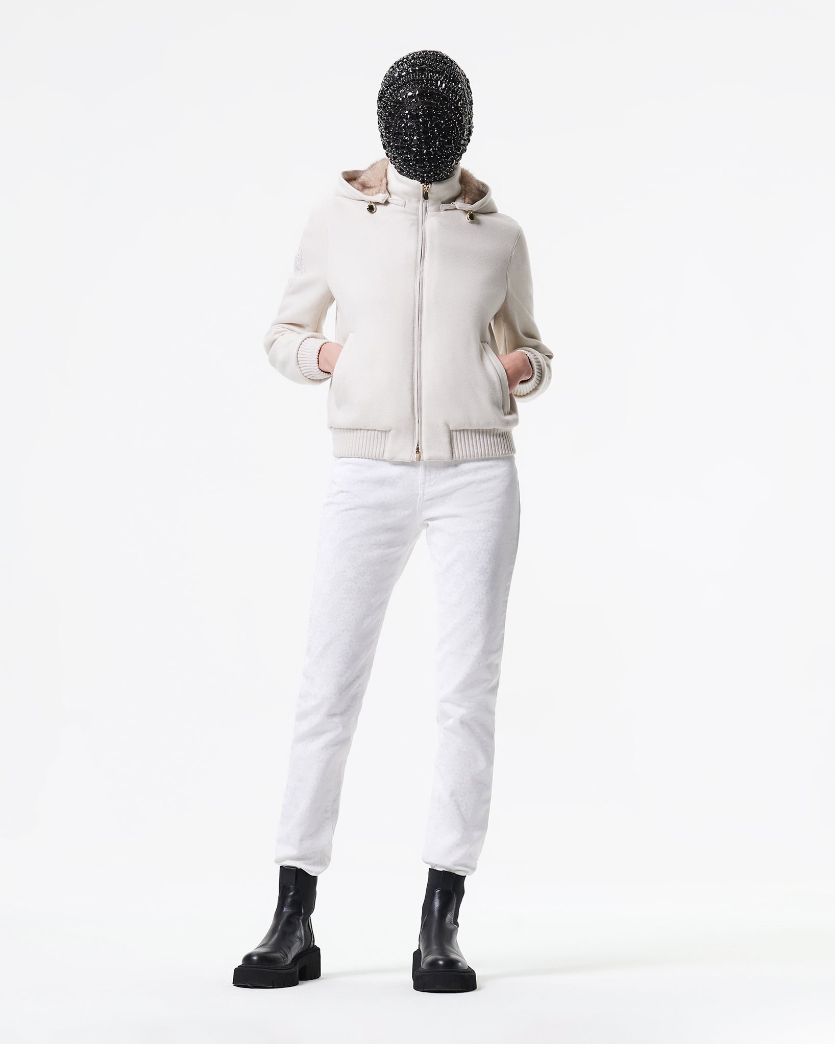 CASHMERE AND FUR HOODED JACKET