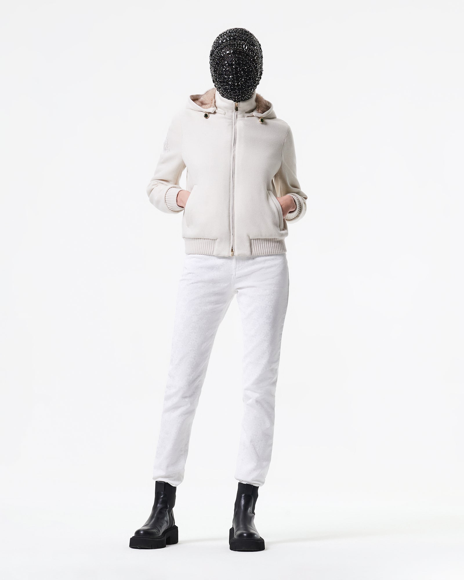 CASHMERE AND FUR HOODED JACKET