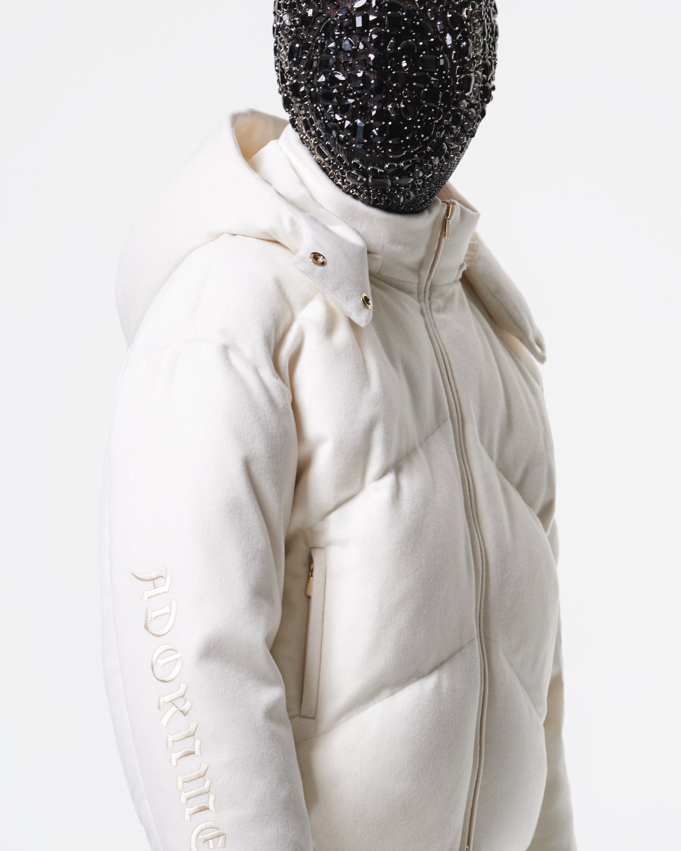 WHITE CASHMERE PADDED PARKA