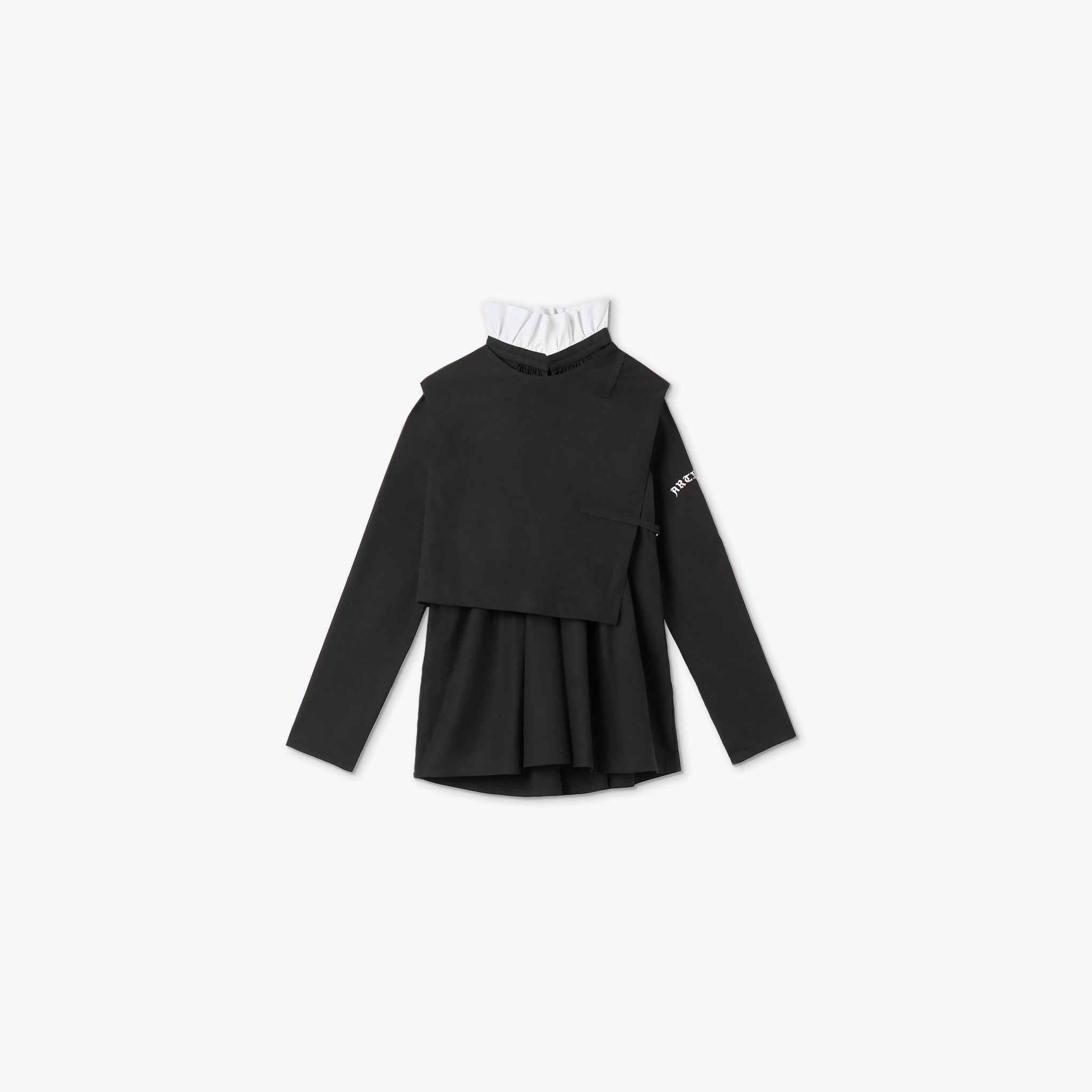 RUFFLE NECK COTTON BLOUSE