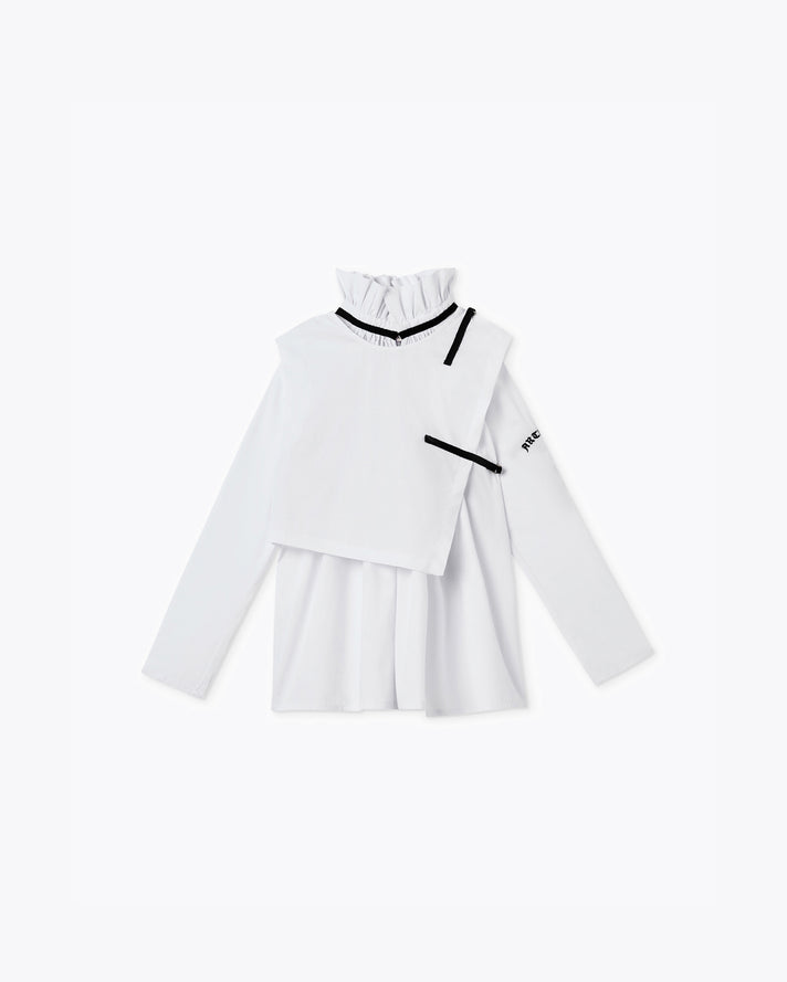 HIGH COLLAR COTTON BLOUSE