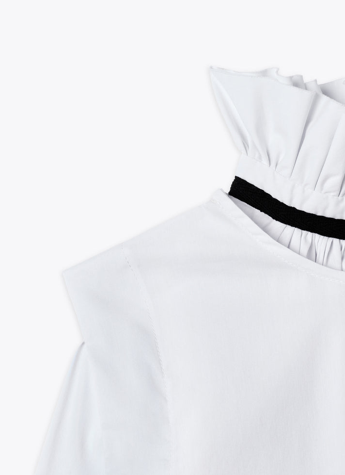 HIGH COLLAR COTTON BLOUSE
