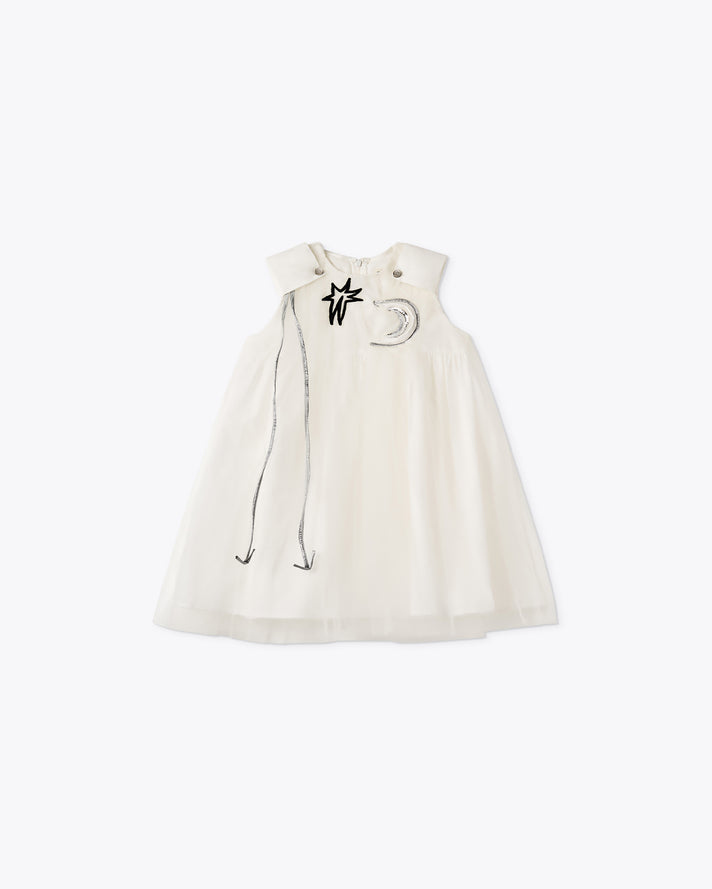 SLEEVELESS COTTON AND TULLE DRESS