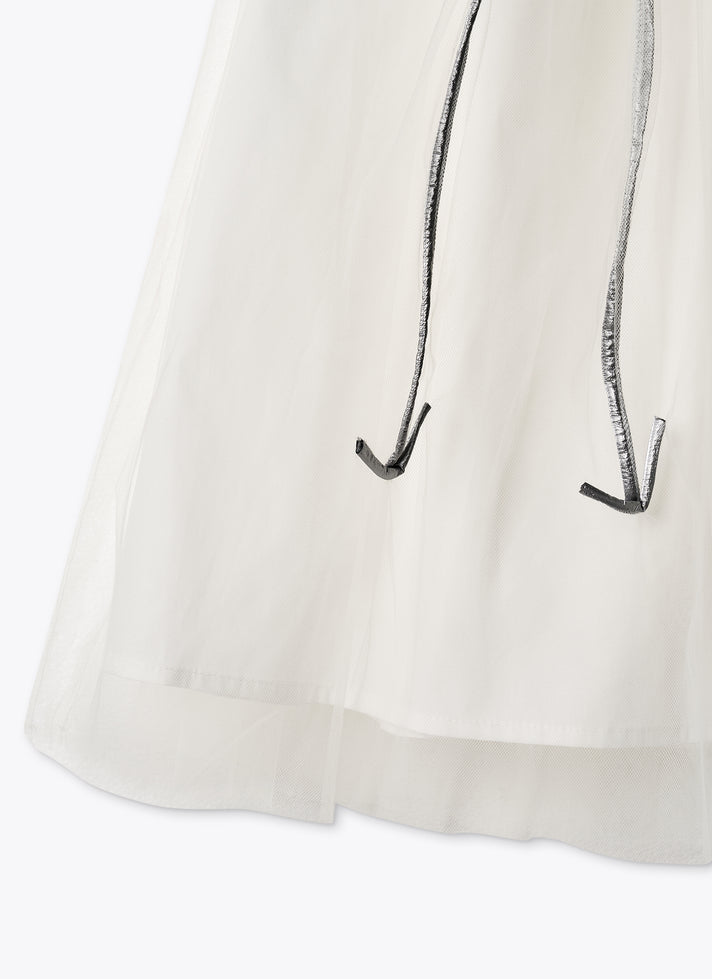 SLEEVELESS COTTON AND TULLE DRESS