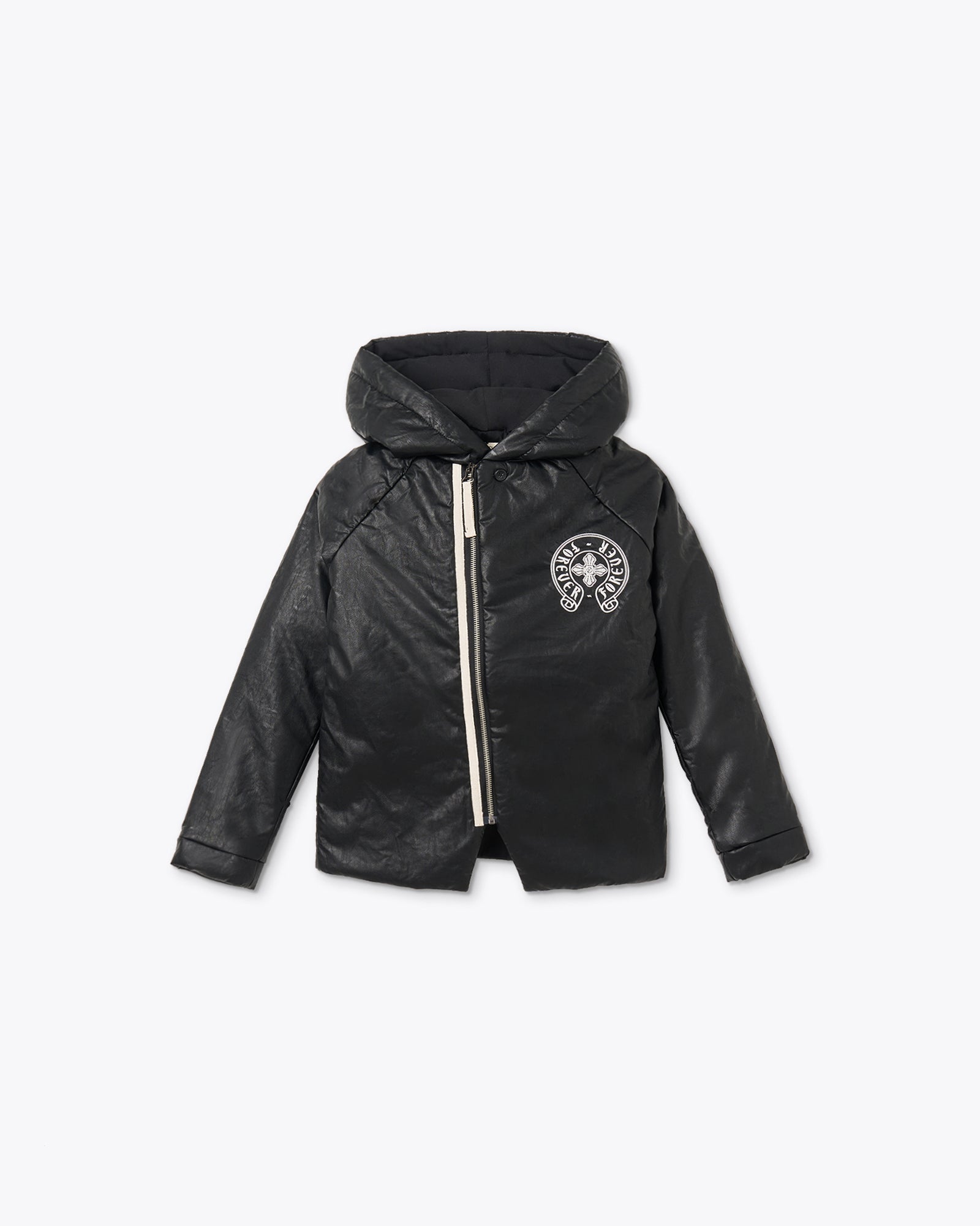 BLACK VEGAN LEATHER HOODIE