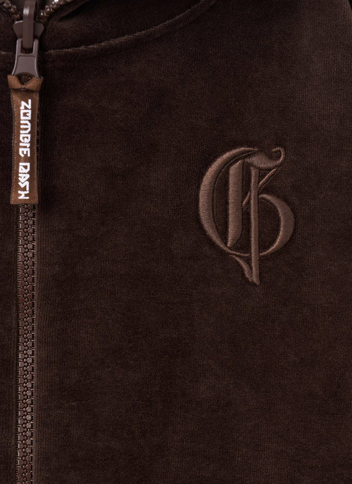 BROWN HOODIE WITH FRONT ZIP