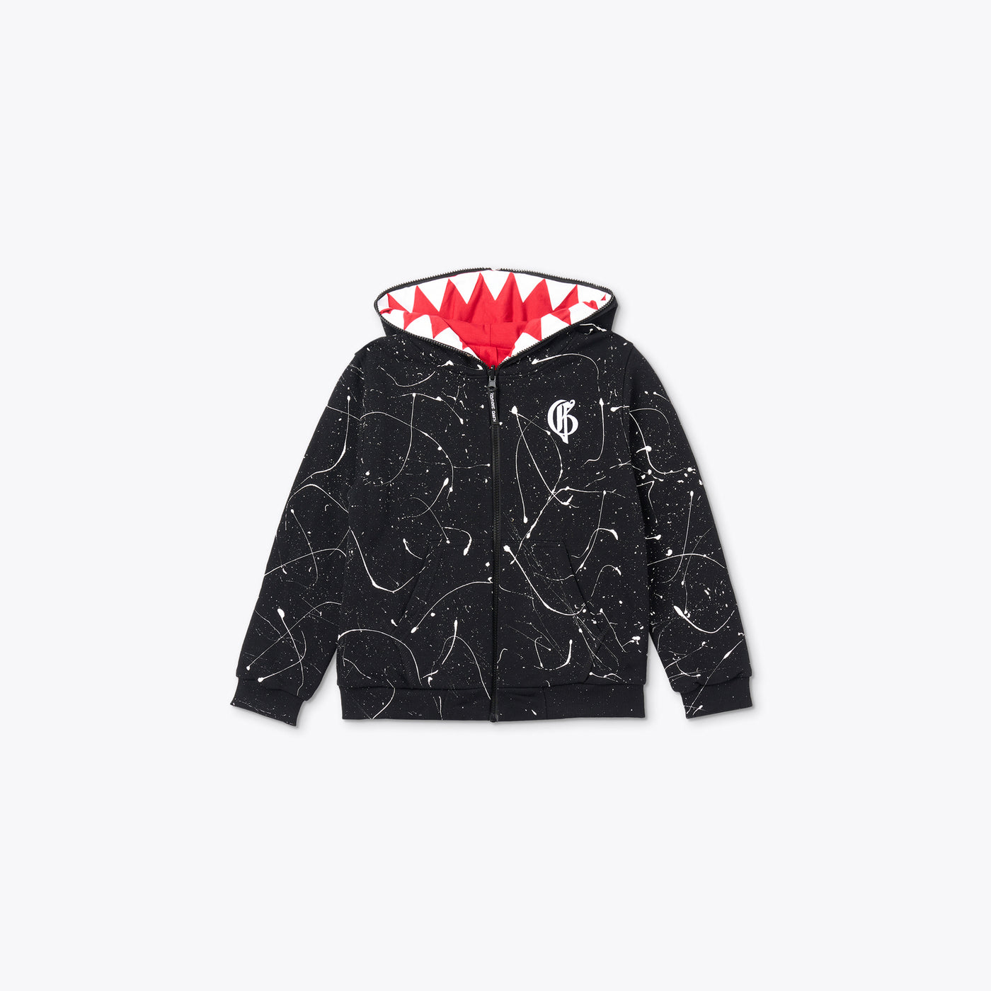 MELANGE BLACK HOODIE WITH ZOMBI PRINT