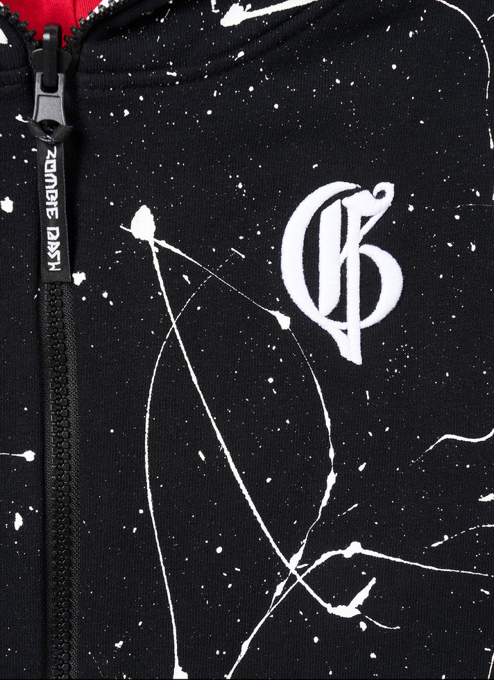 MELANGE BLACK HOODIE WITH ZOMBI PRINT